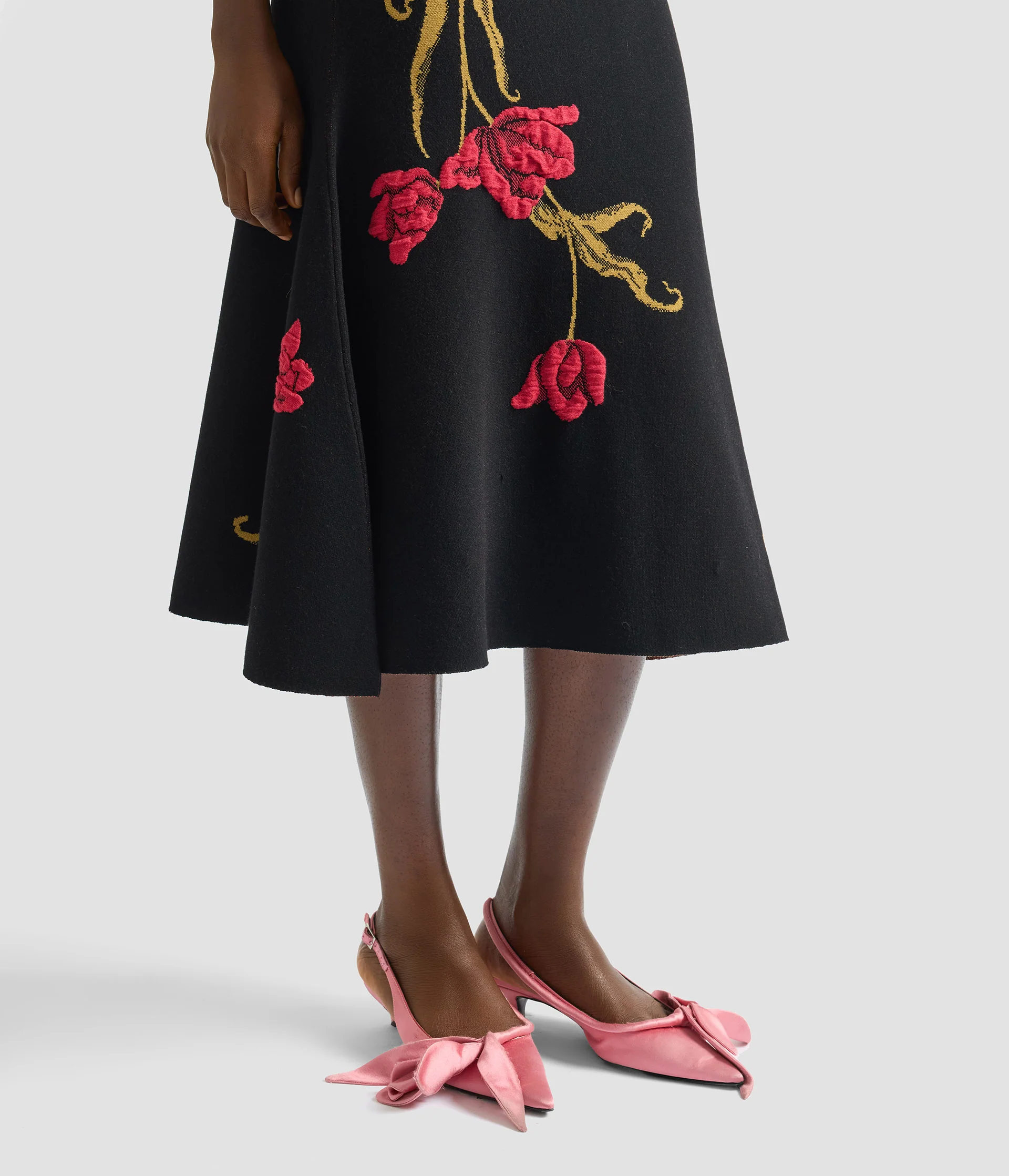 Floral Jacquard A Line Knit Skirt - Image 5