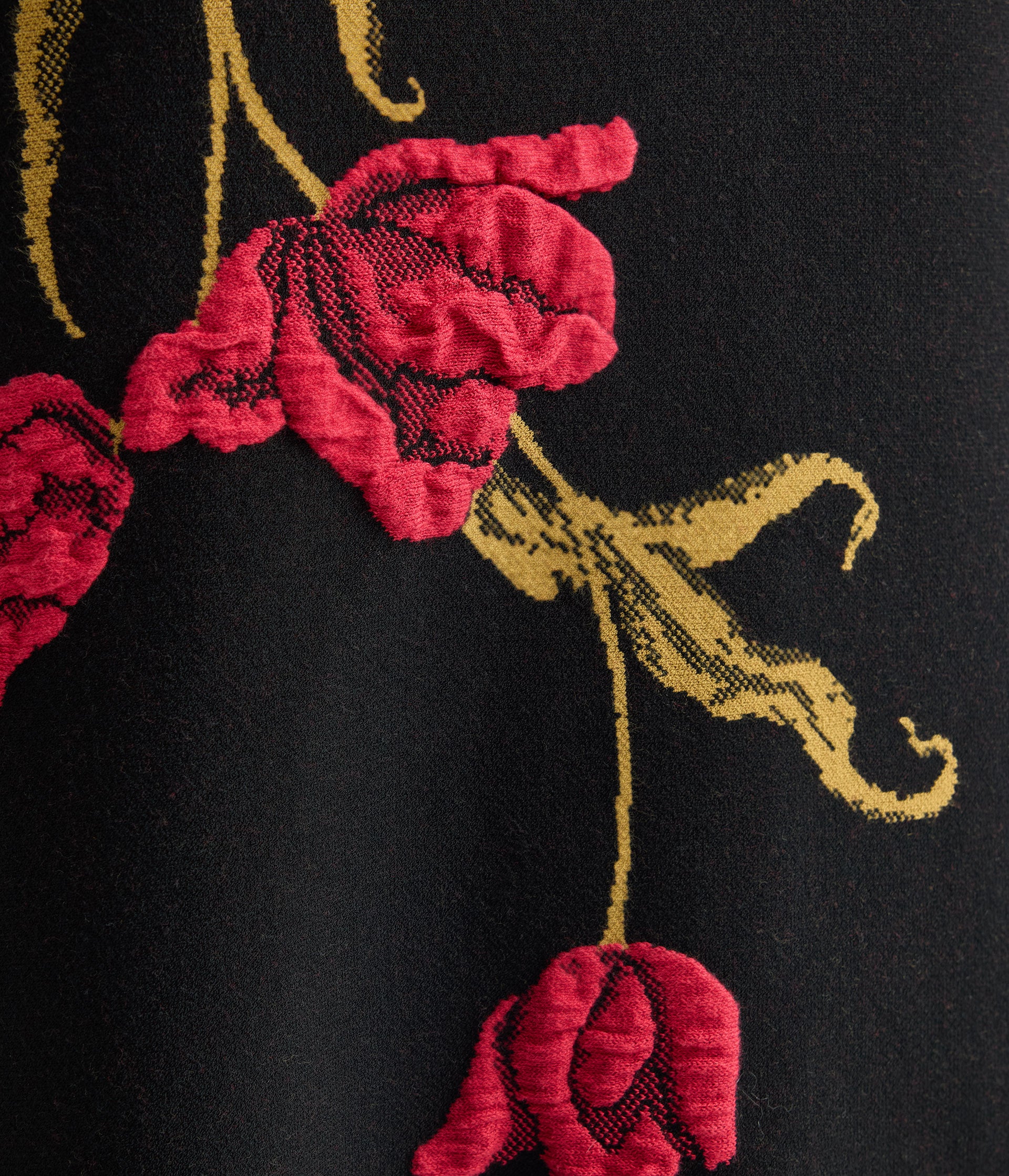 Floral Jacquard A Line Knit Skirt - Image 6