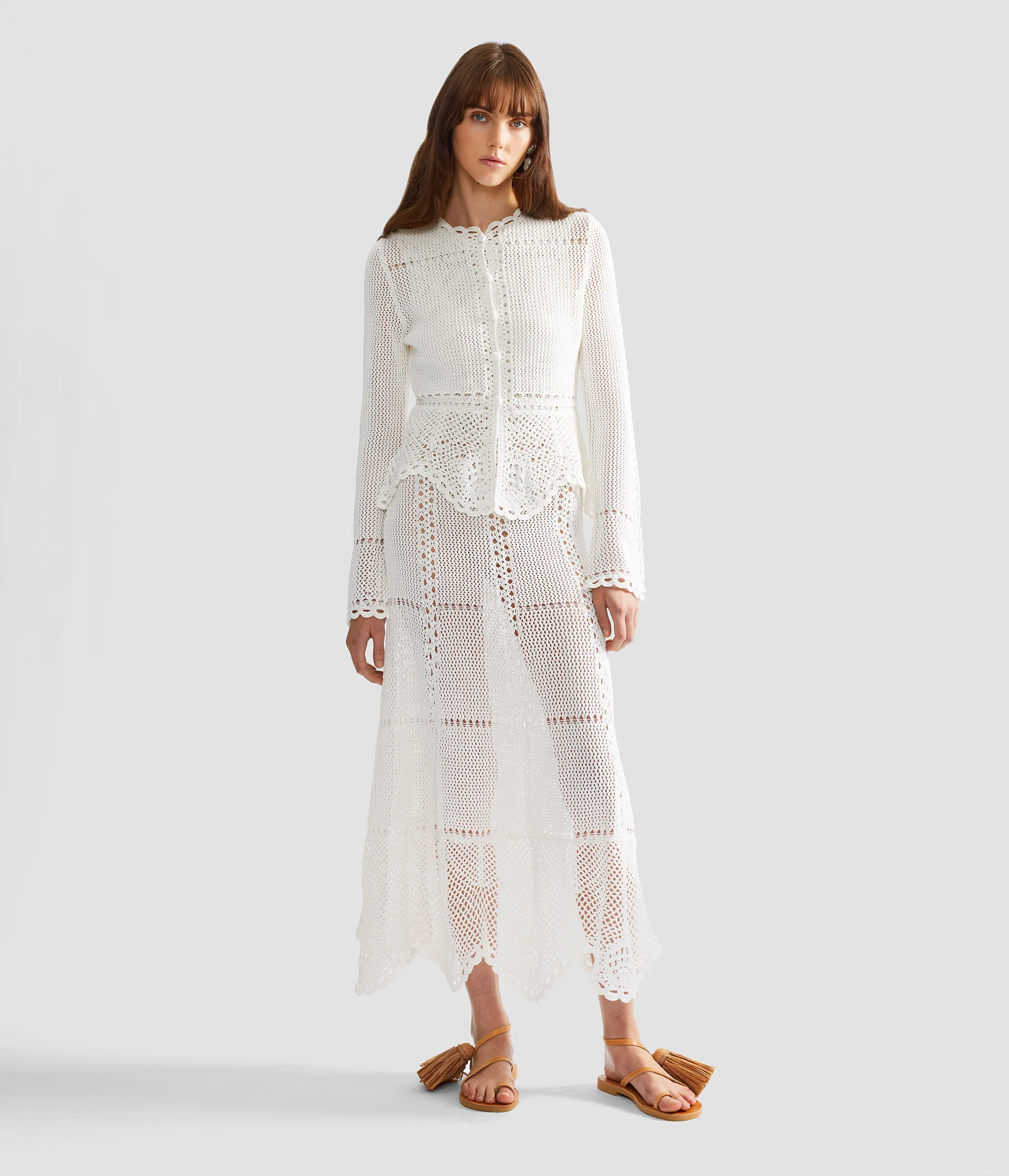 Cotton Crochet Peplum Cardigan - Image 2