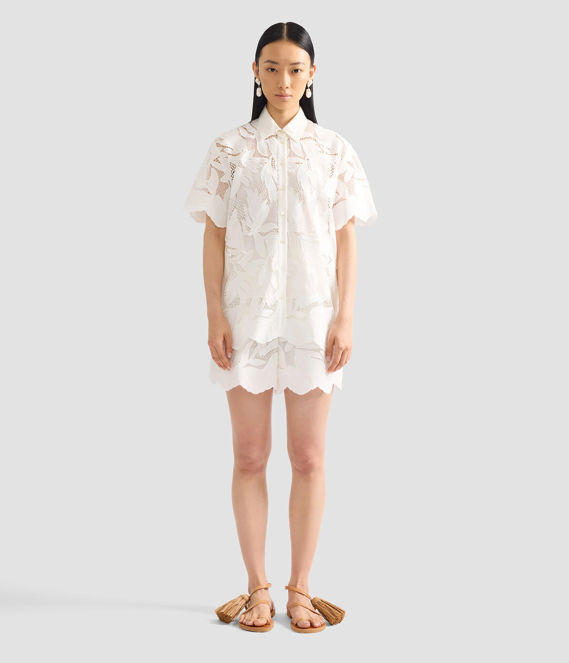 Cotton Cutwork Short Sleeve Shirt - Image 3