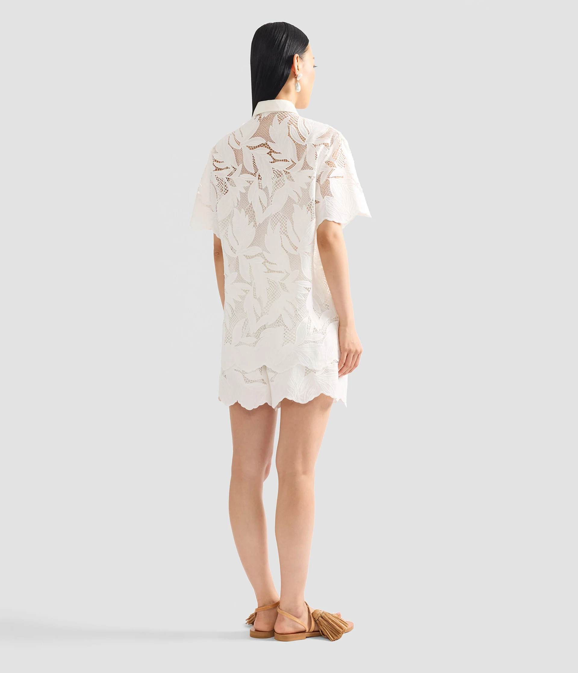Cotton Cutwork Short Sleeve Shirt - Image 4
