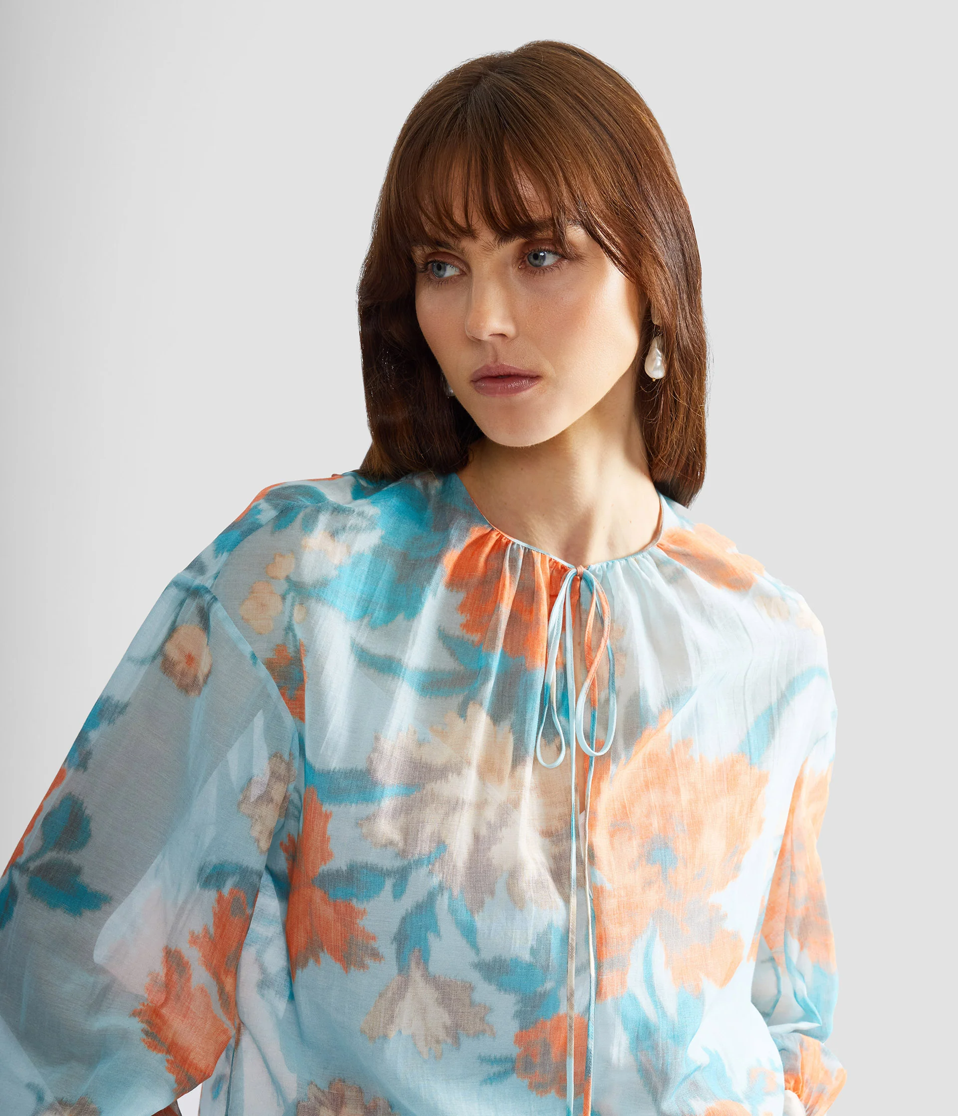 Cotton Silk Voile Long Sleeve Blouse - Image 5