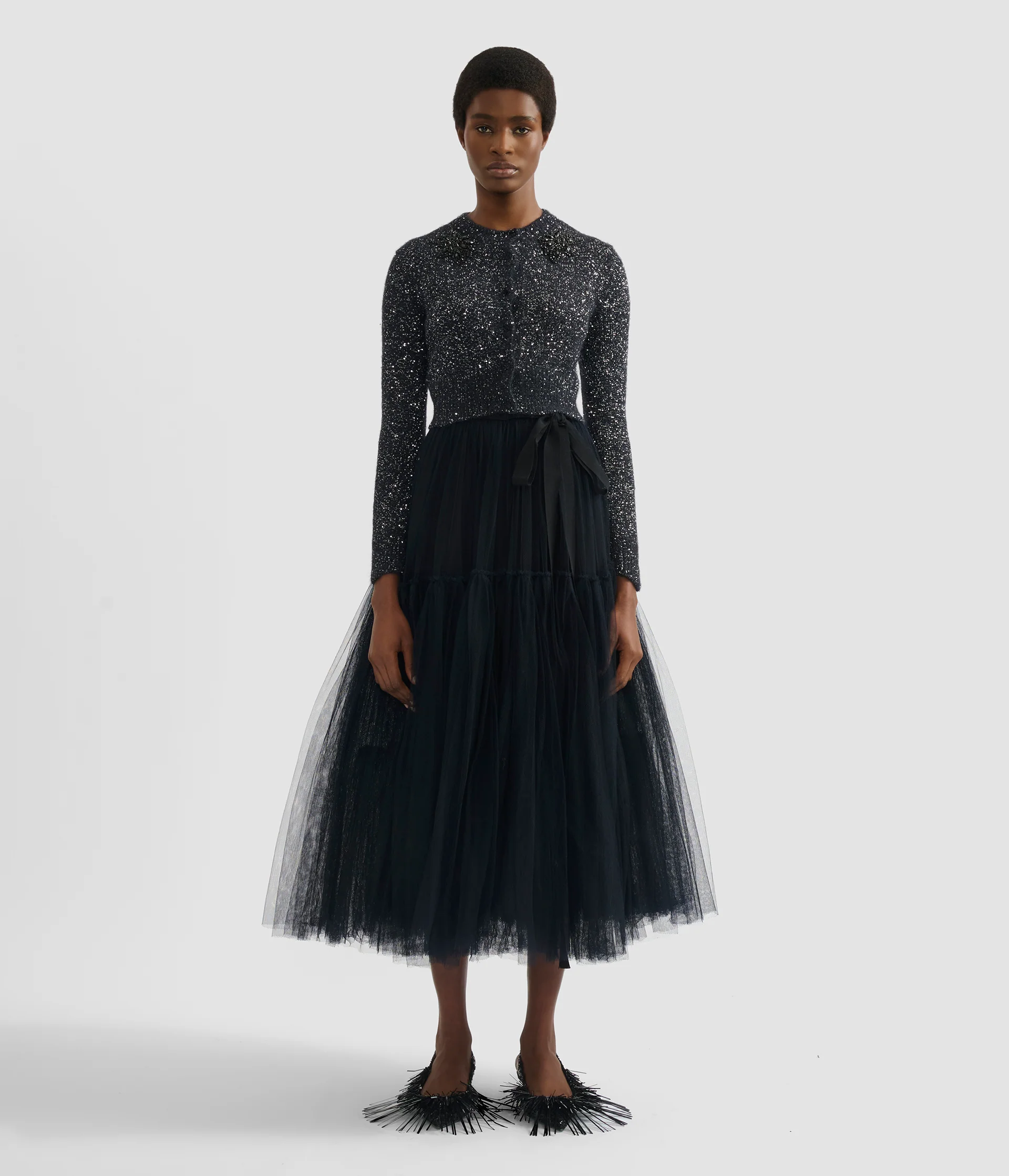 Embellished Sequin Cropped Cardigan - Image 4