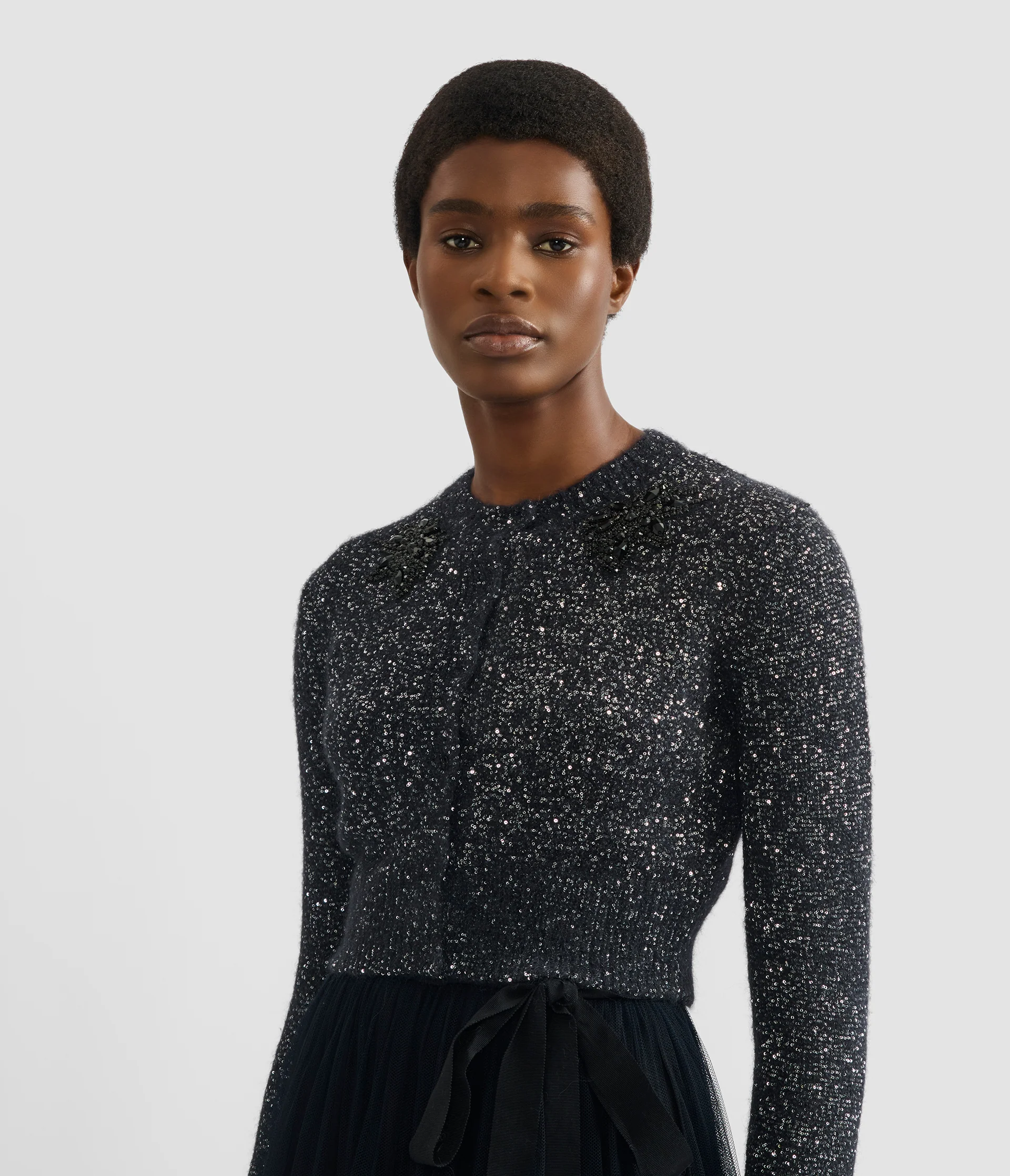 Embellished Sequin Cropped Cardigan - Image 5