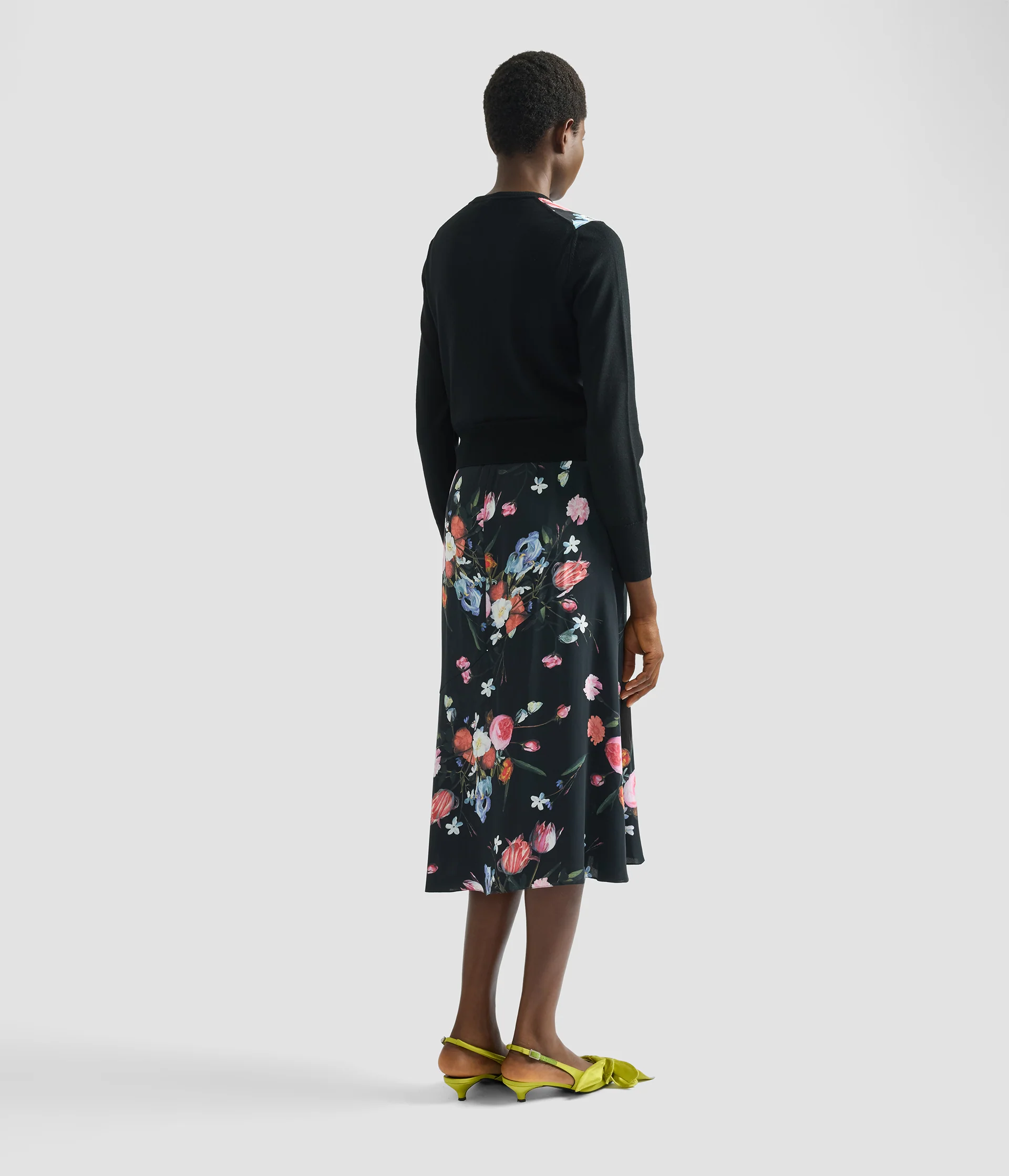 Floral Print Panel Cropped Cardigan - Image 3