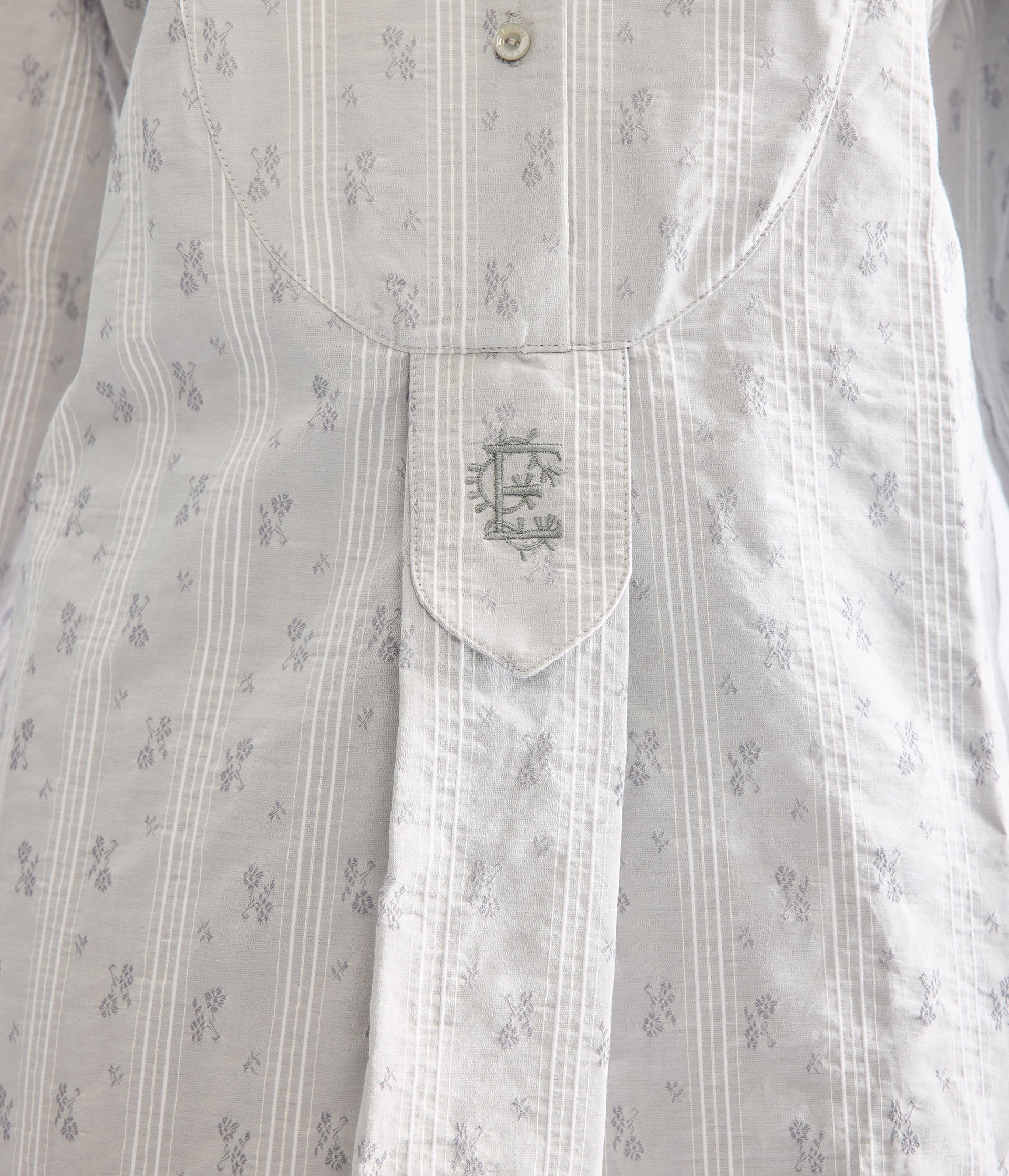 Ditsy Cotton Stripe Long Sleeve Mini Shirt Dress - Image 6