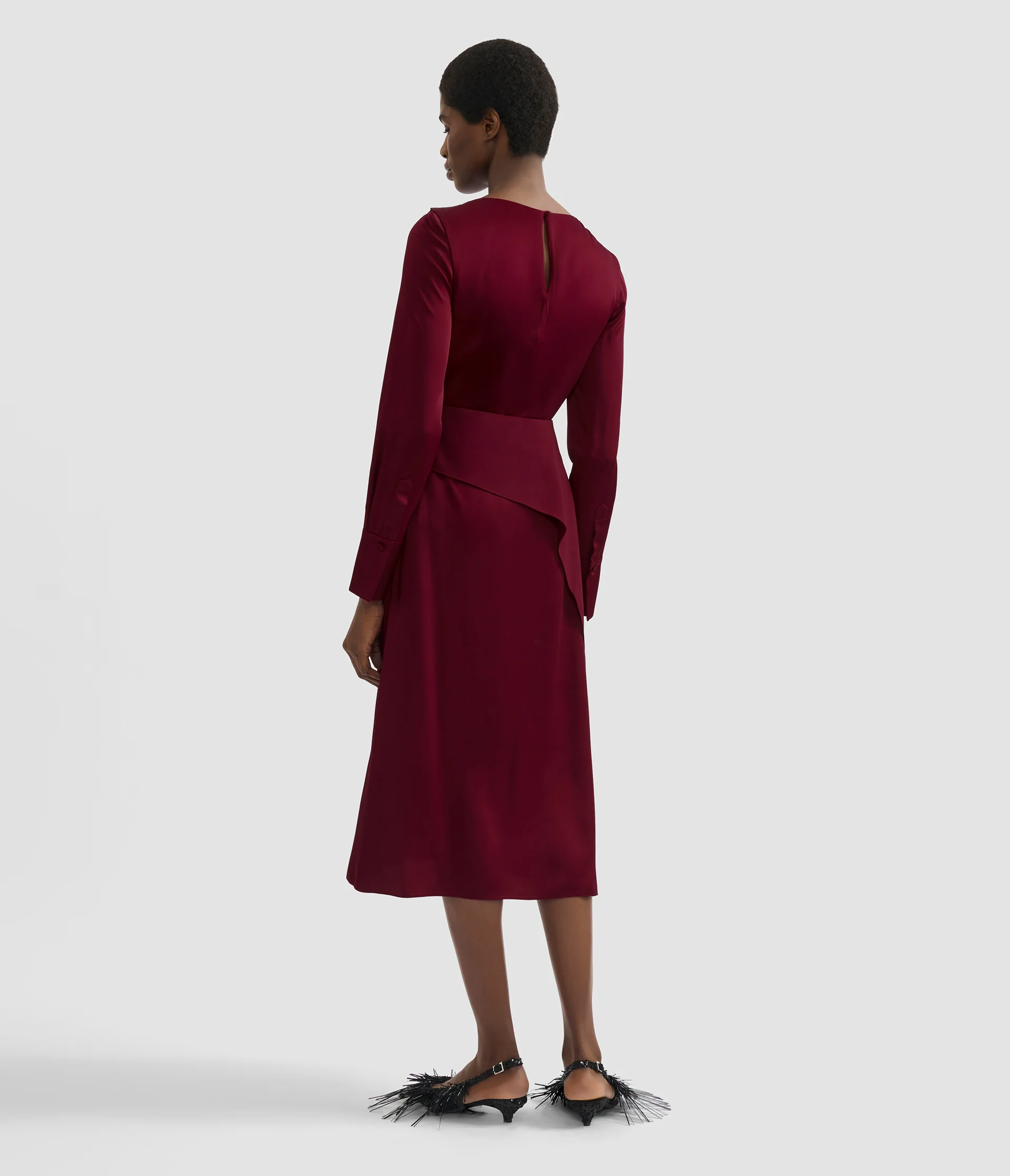 Satin Cady Draped Midi Skirt - Image 3