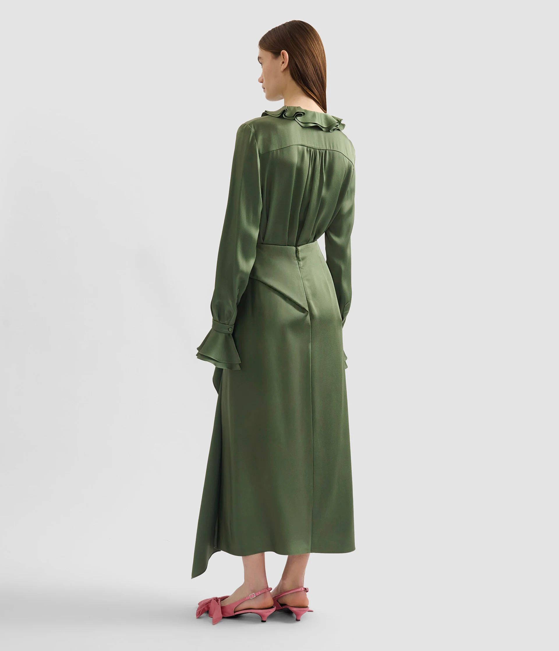 Satin Cady Draped Midi Skirt - Image 3