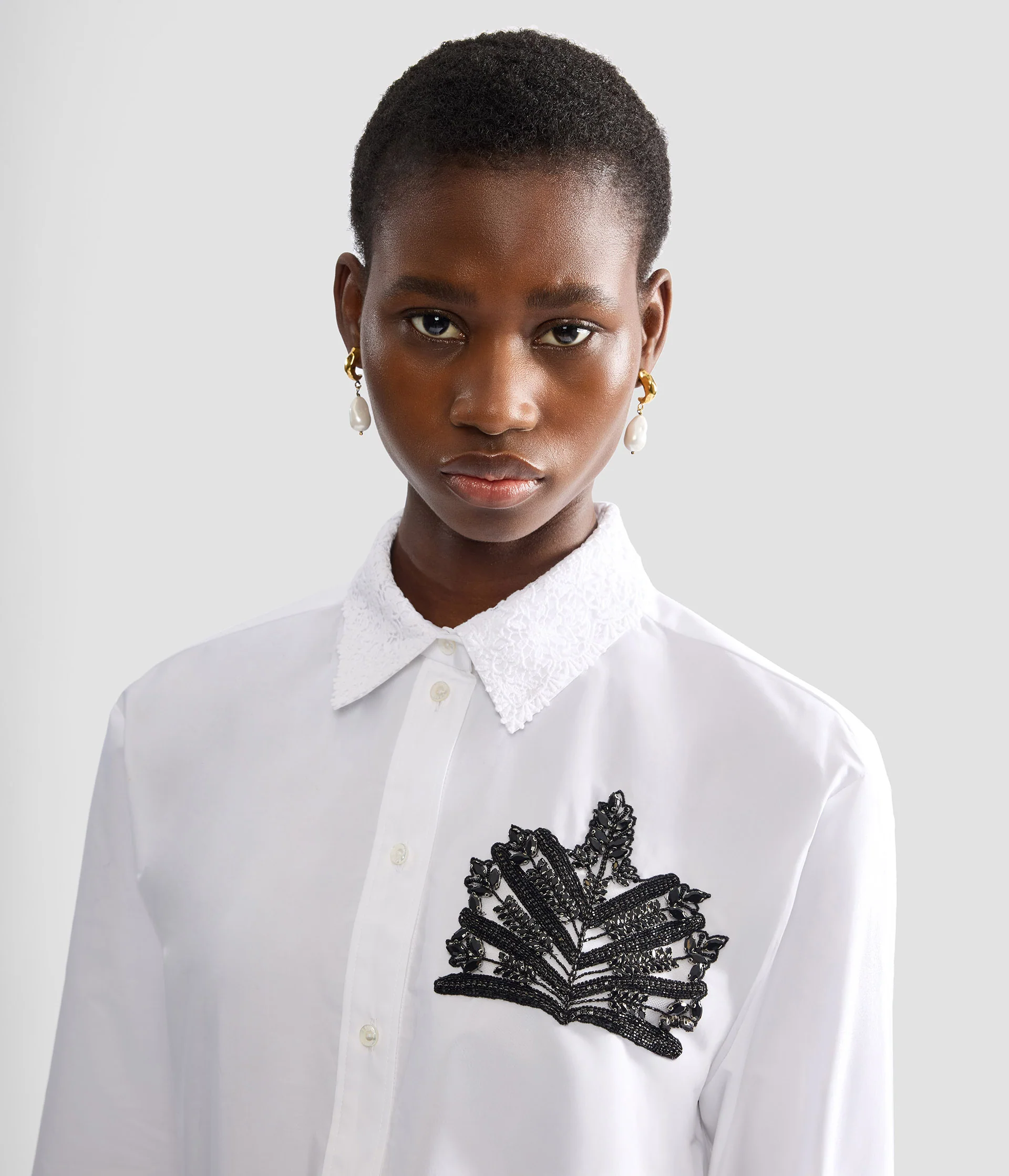 Embellished Cotton Poplin Long Sleeve Shirt - Image 4