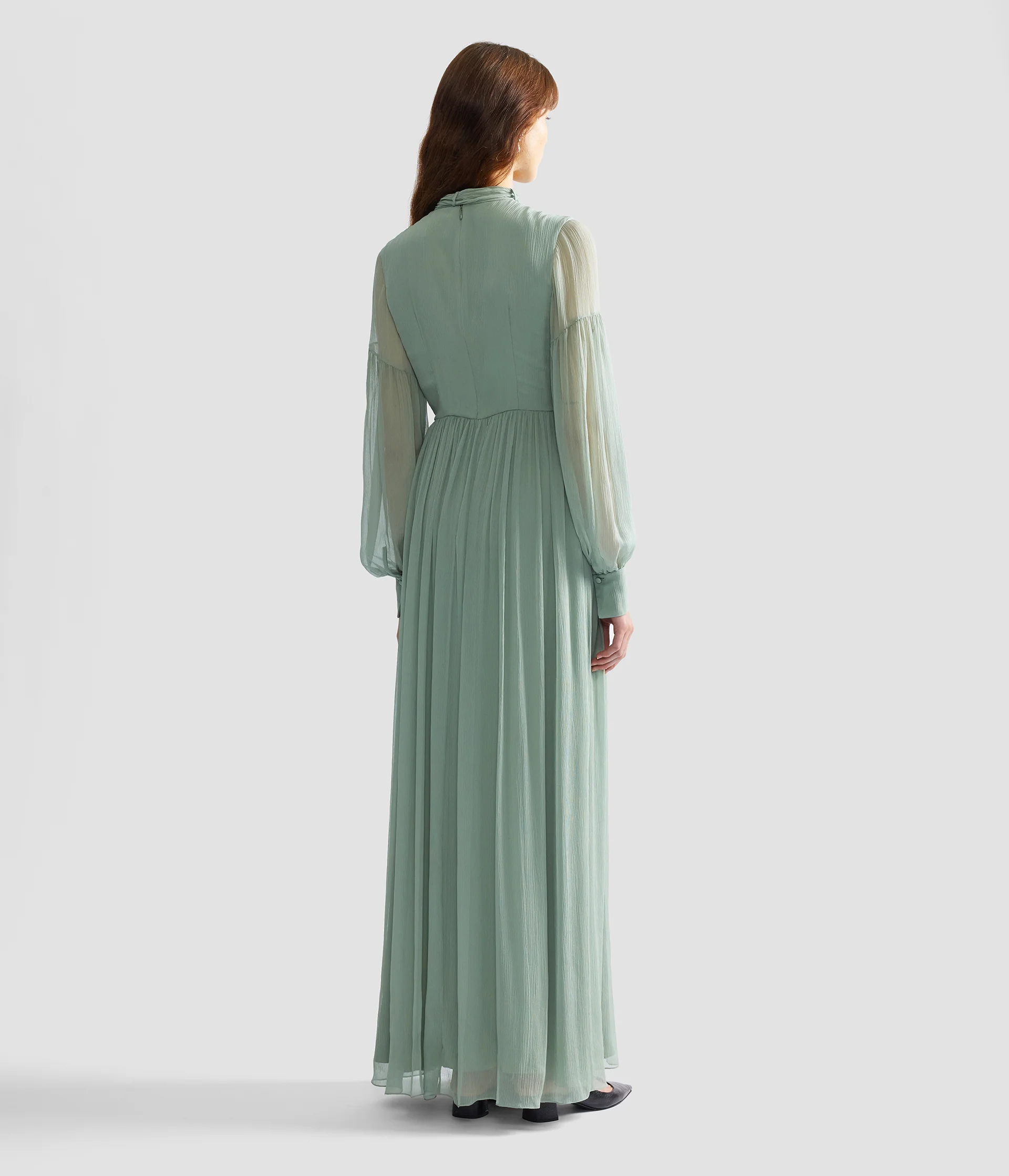 Embellished Silk Creponne Long Sleeve Gown - Image 3