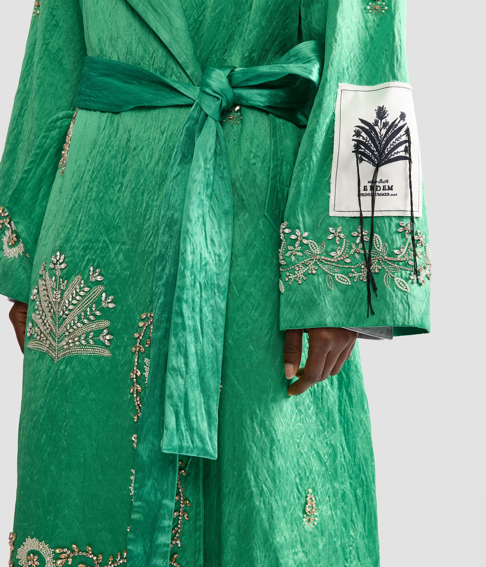 Embellished Textured Satin Trench Coat - Image 7
