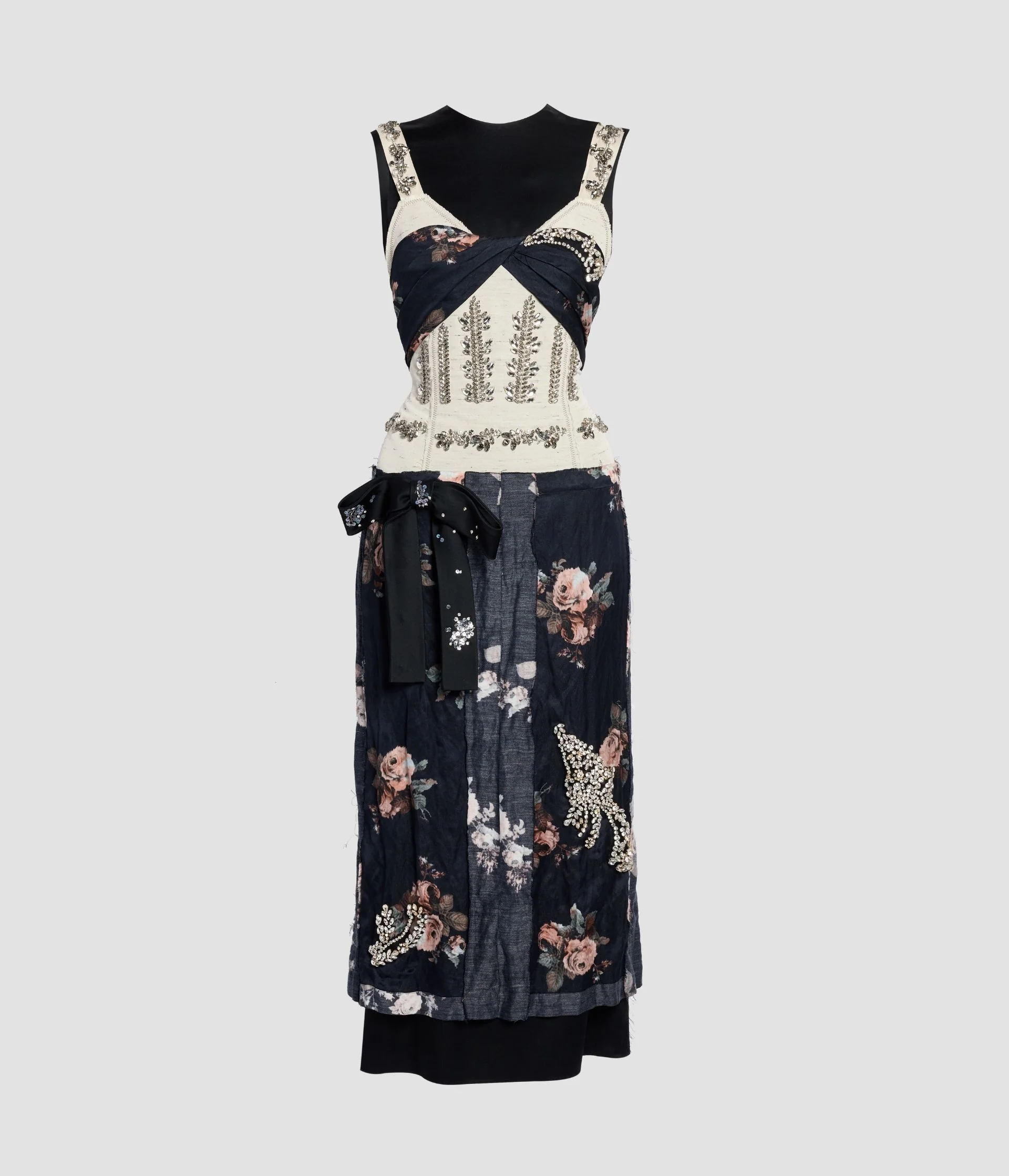 Embroidered Cady Sleeveless Midi Dress