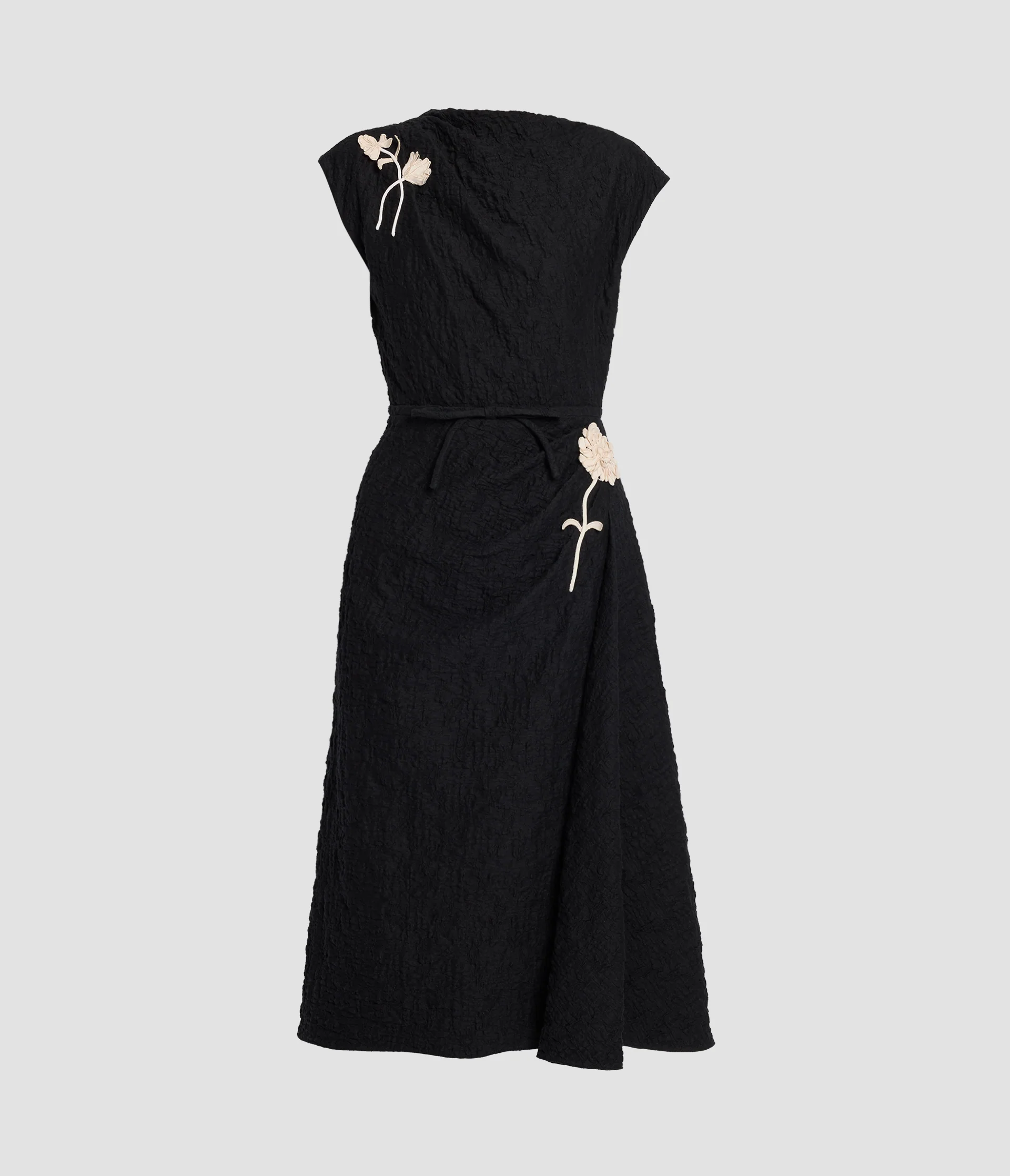 Embroidered Cotton Cloque Midi Dress