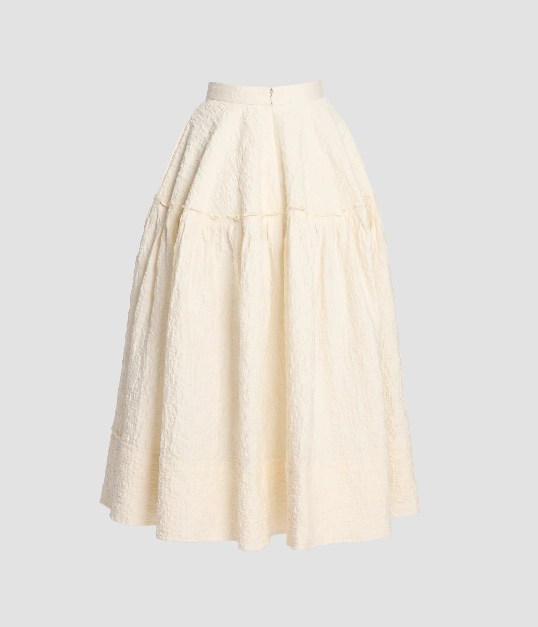 Embroidered Cotton Cloque Skirt - Image 2