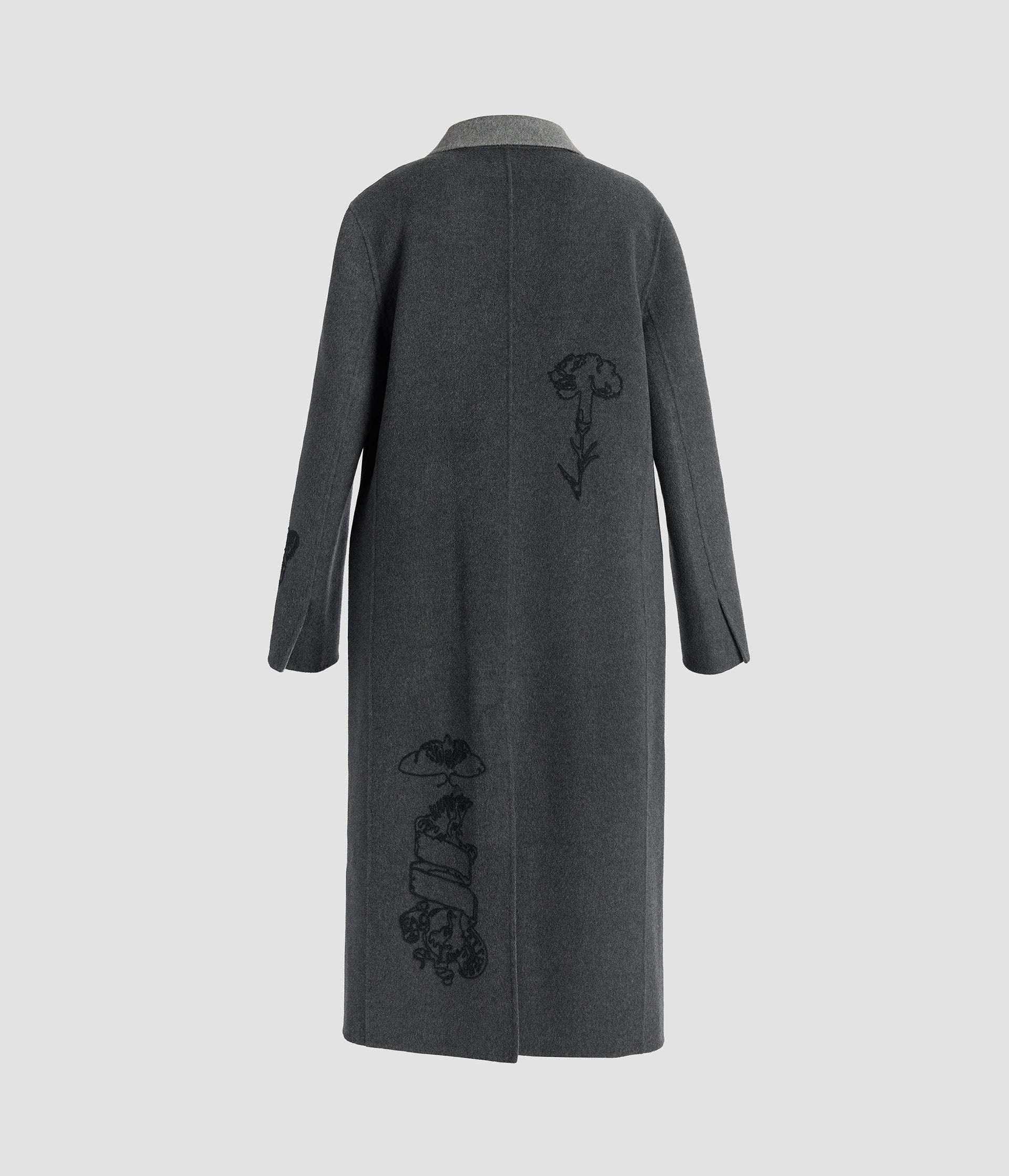 Embroidered Double Face Wool Tailored Coat - Image 3