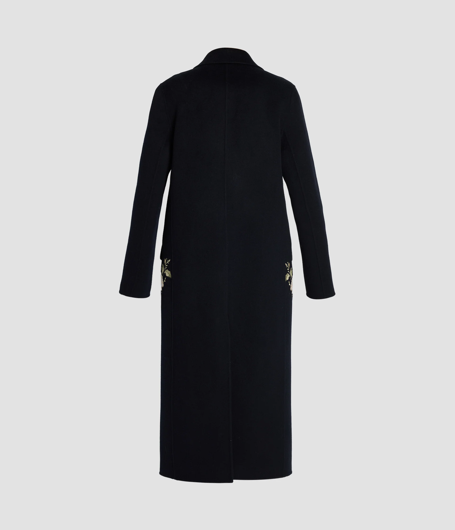 Embroidered Double Face Wool Tailored Coat - Image 3