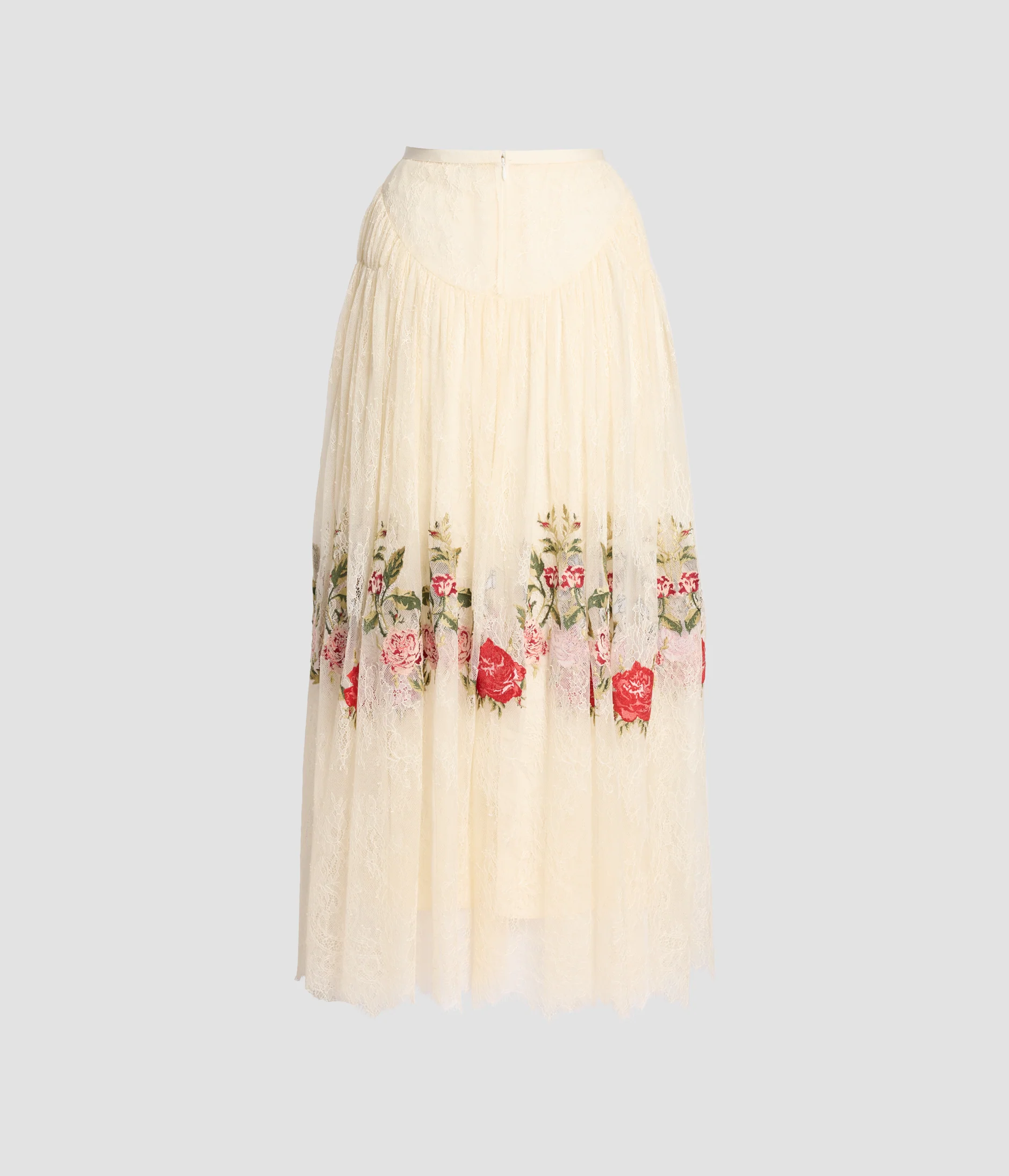Embroidered Floral Lace Midi Skirt - Image 2