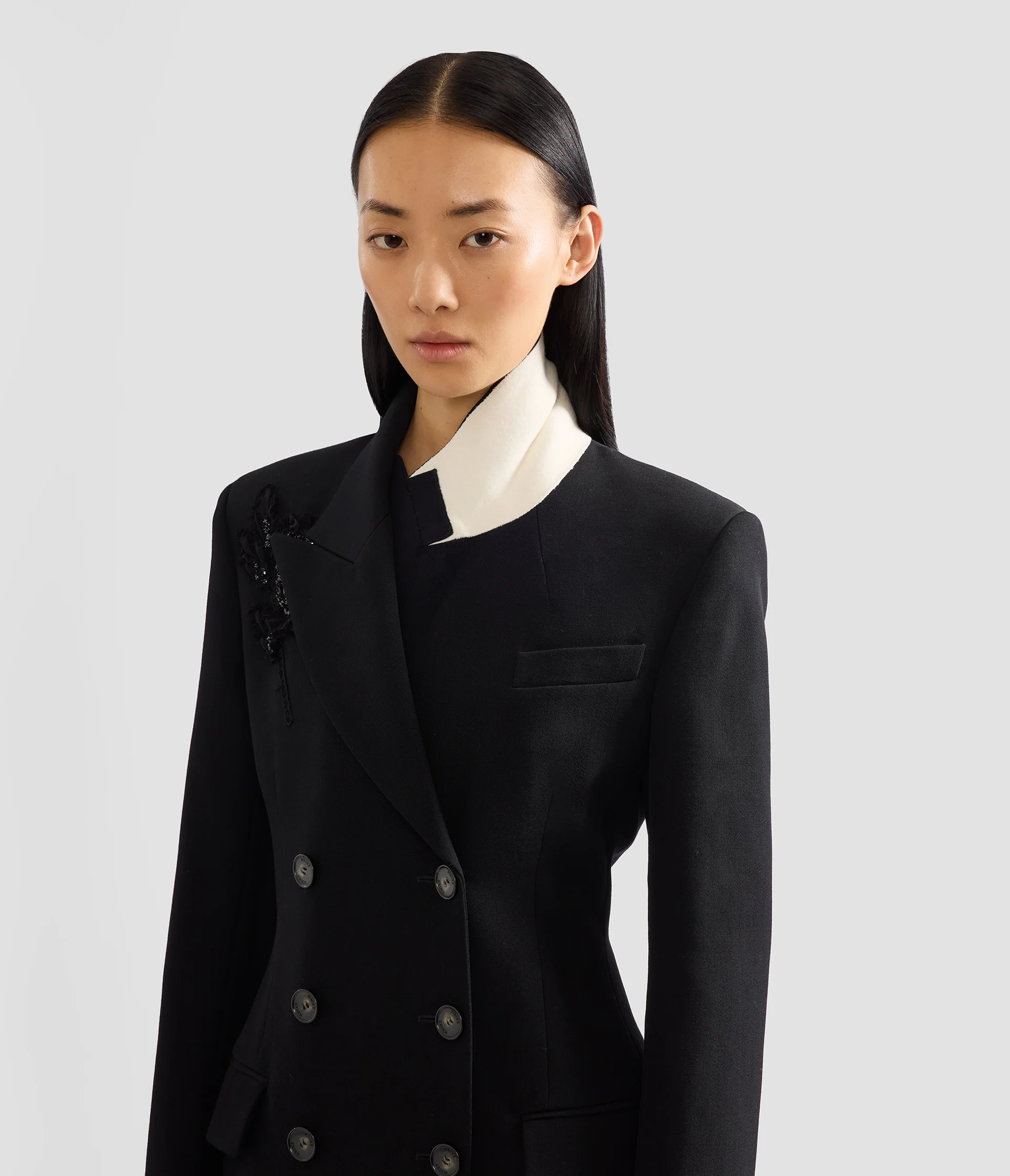 Embroidered Grain De Poudre Tailored Coat - Image 7