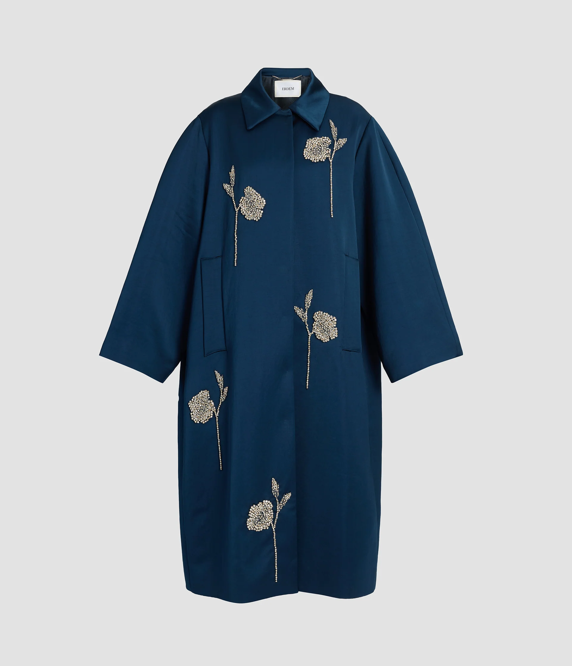 Embroidered Heavy Satin Coat