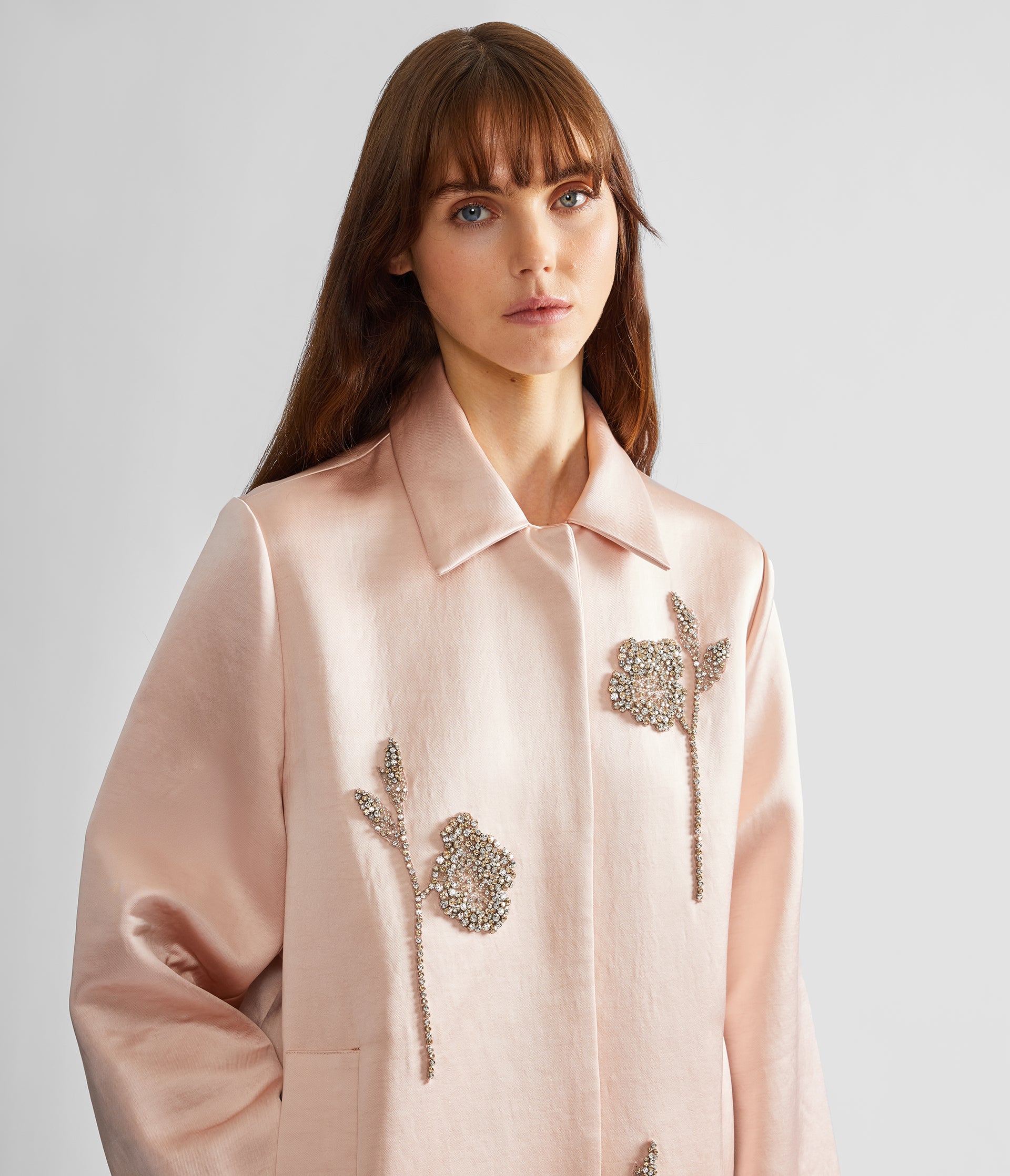 Embroidered Heavy Satin Coat - Image 4
