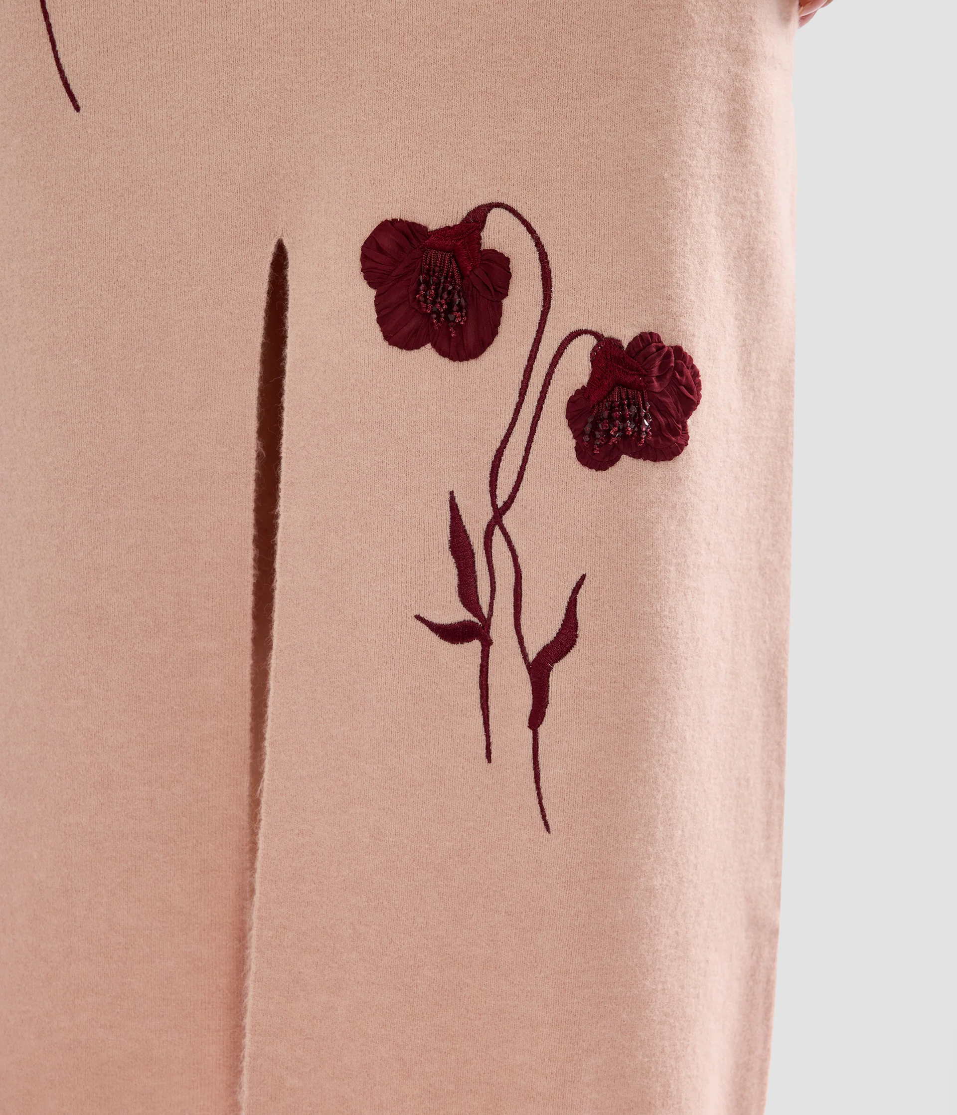 Embroidered Midi Pencil Knit Skirt - Image 5