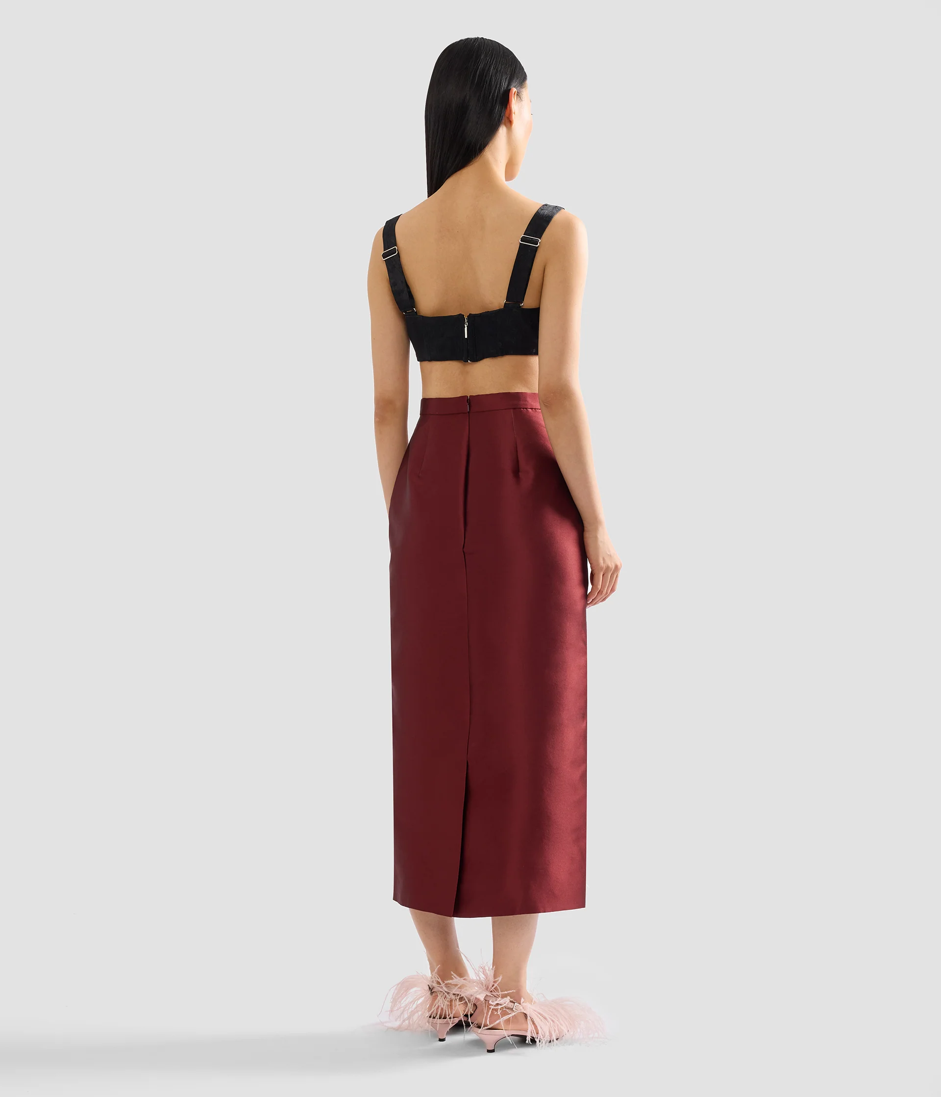 Embroidered Mikado Midi Pencil Skirt - Image 3