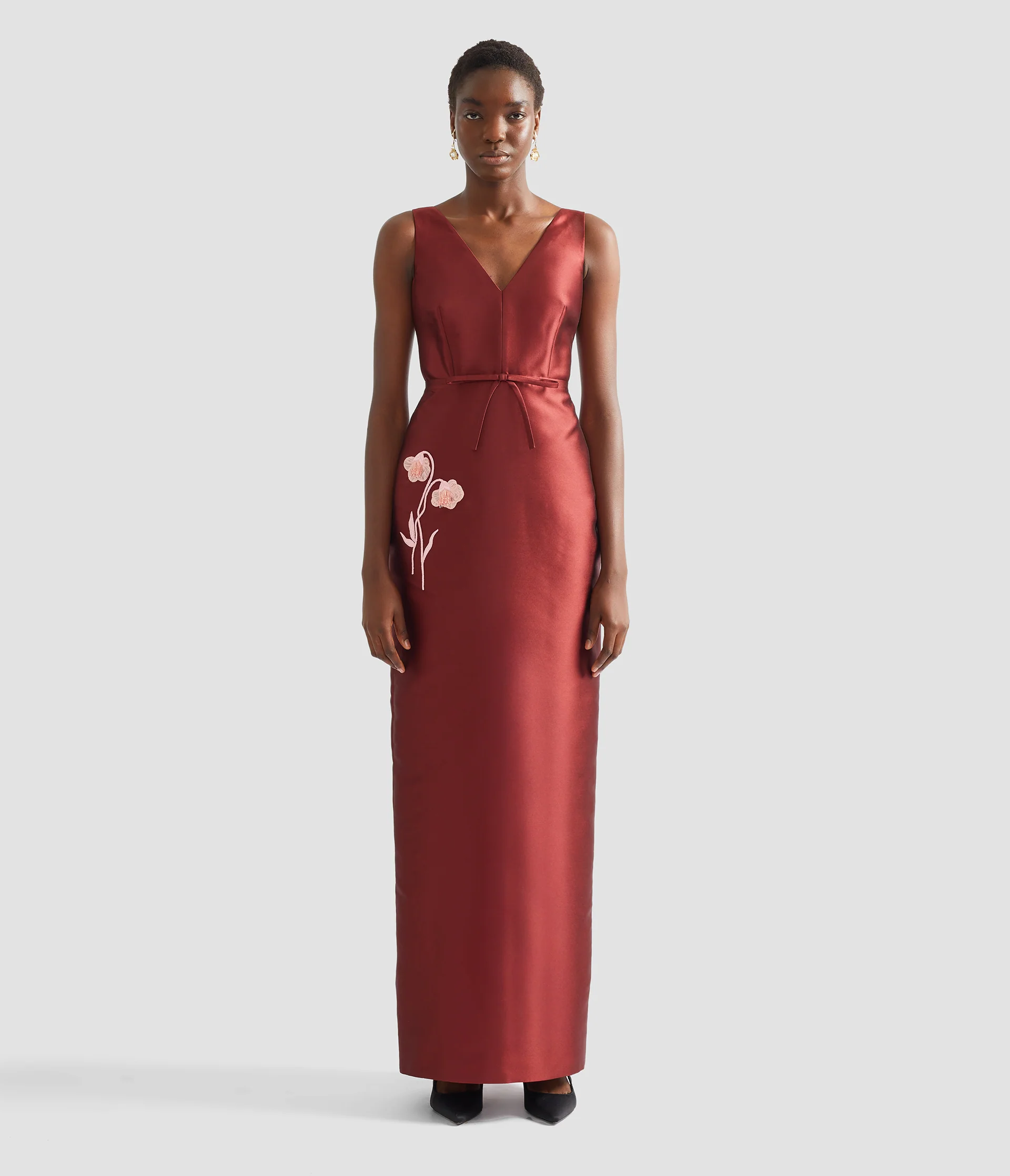 Embroidered Mikado Pencil Gown - Image 4