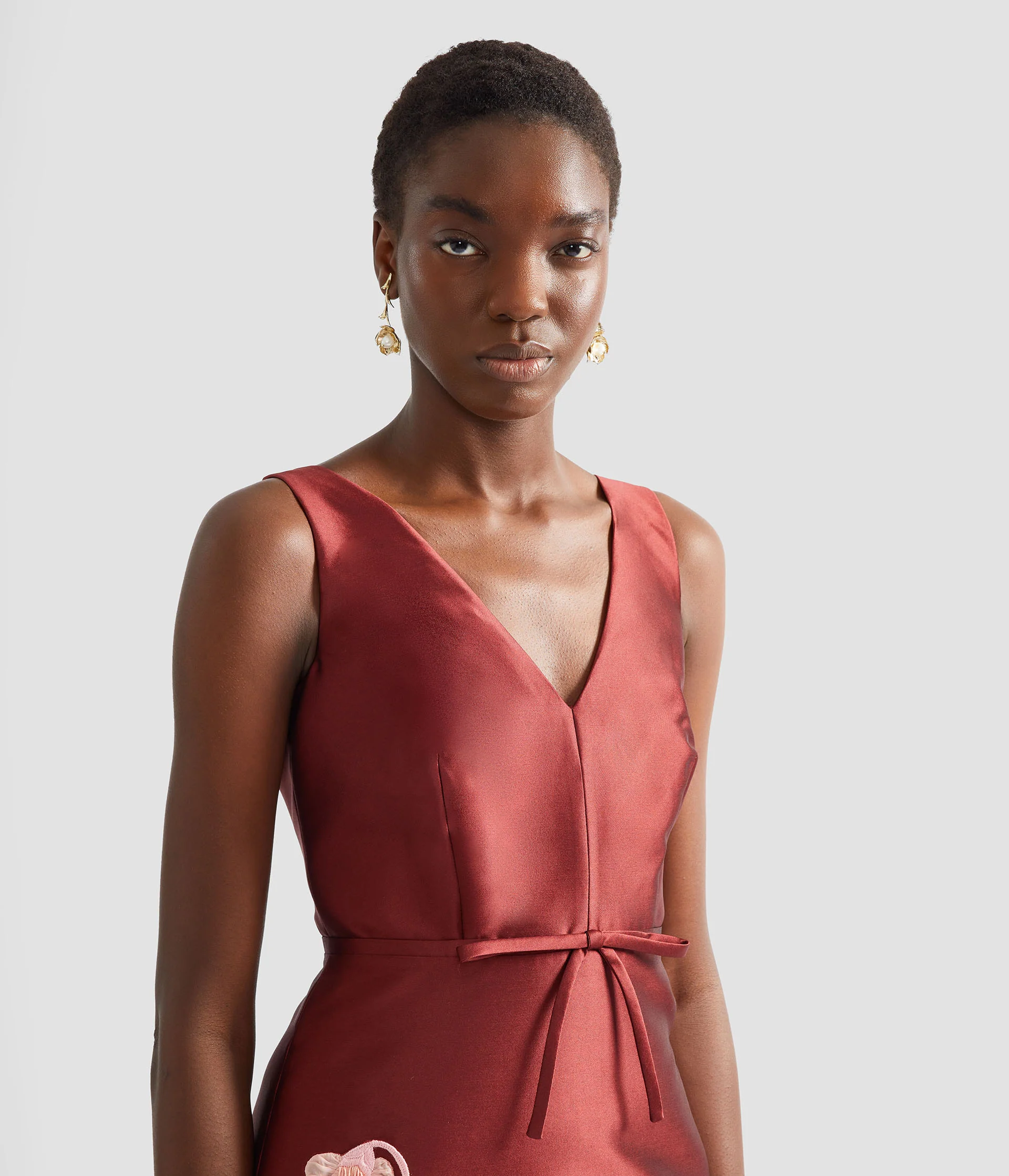 Embroidered Mikado Pencil Gown - Image 5