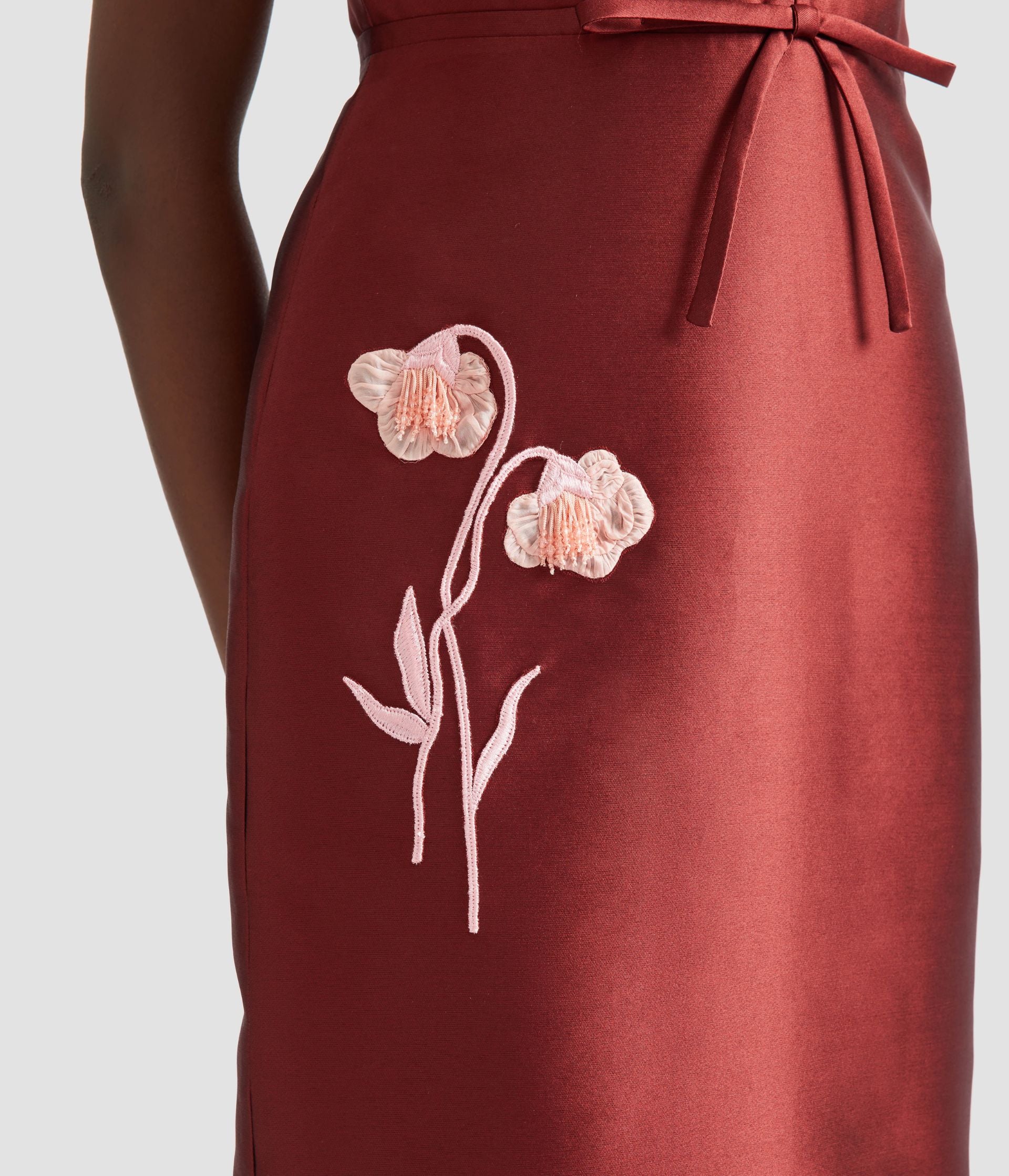 Embroidered Mikado Pencil Gown - Image 6