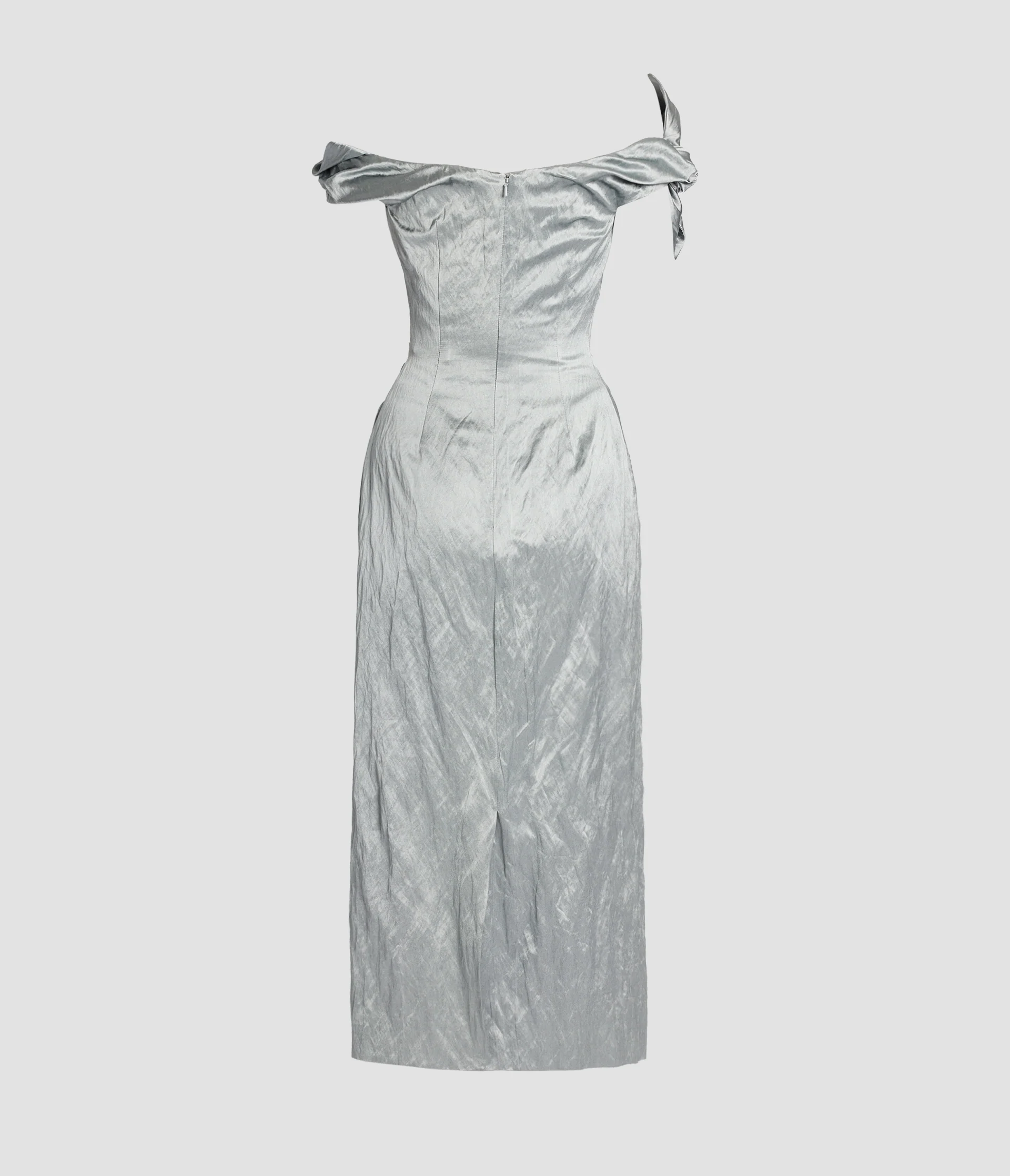 Embroidered Textured Satin Midi Dress - Image 3