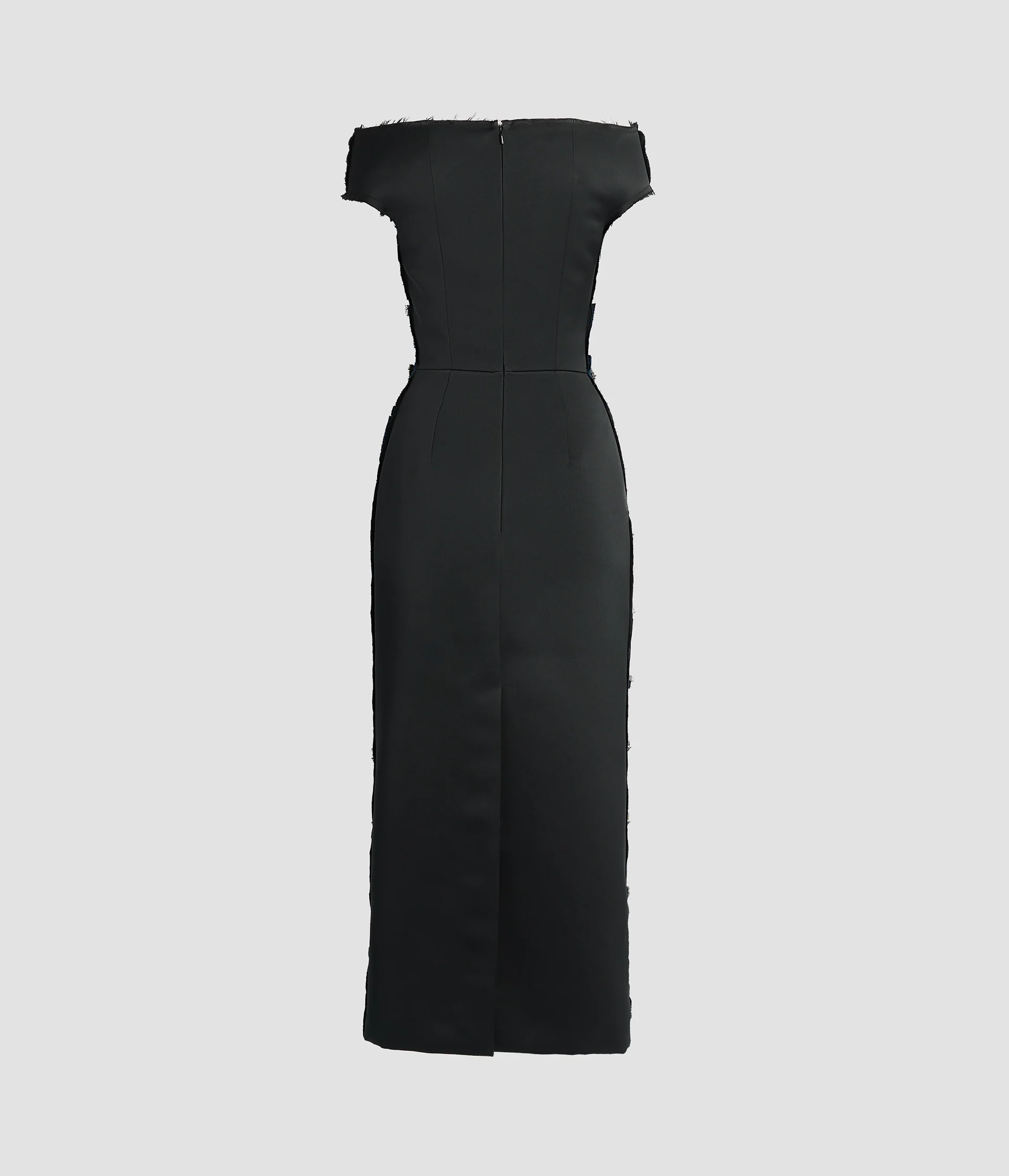 Embroidered Textured Satin Midi Pencil Dress - Image 2