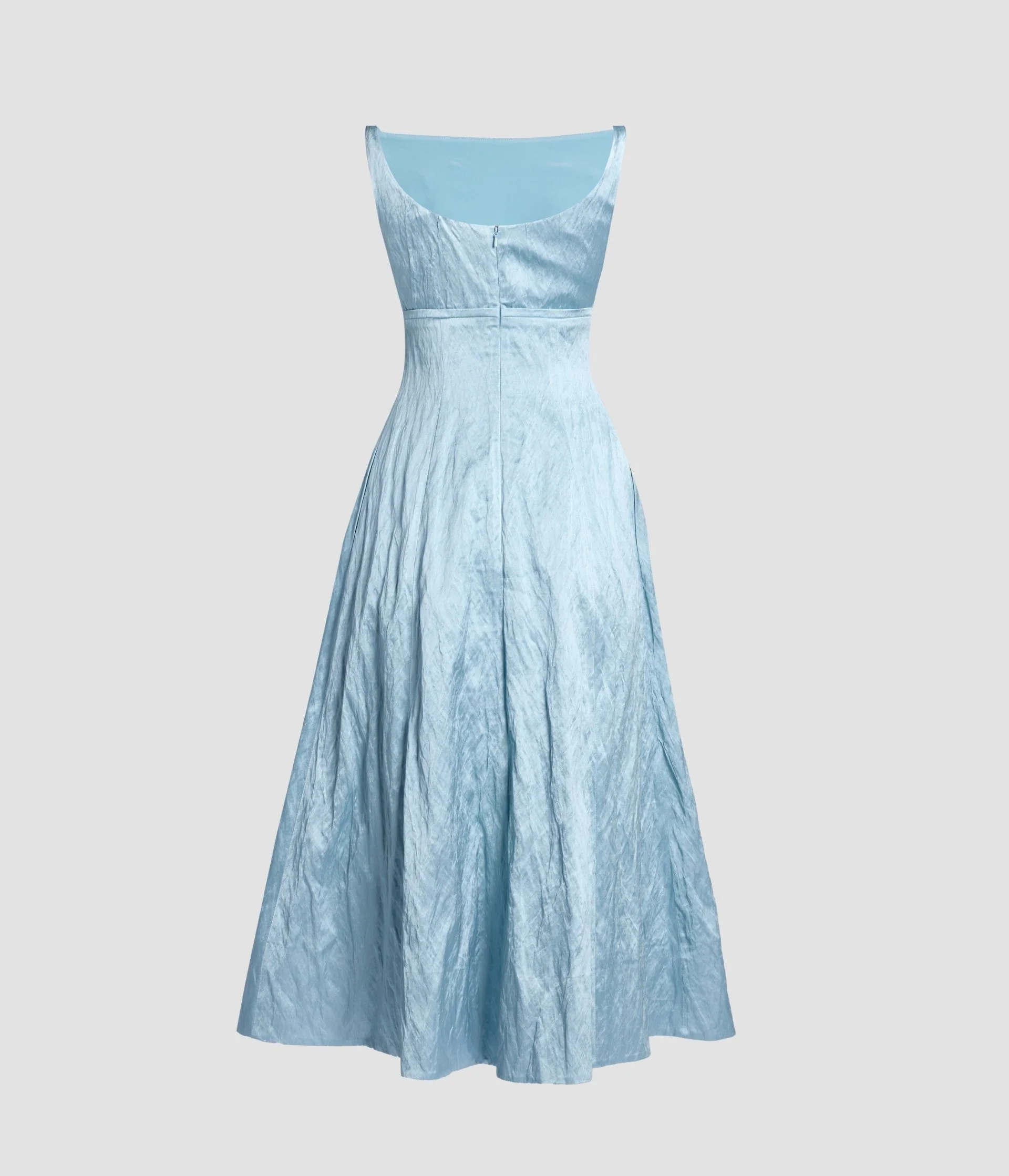 Embroidered Textured Satin Sleeveless Midi Dress - Image 2