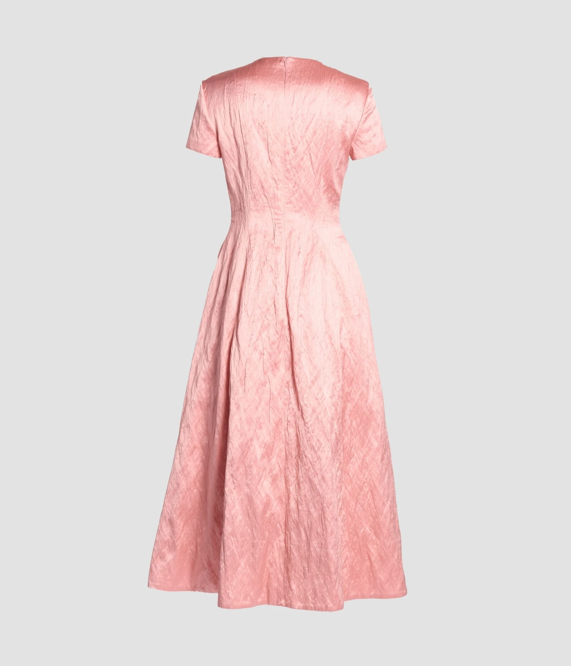 Emroidered Textured Satin Short Sleeve Midi Dress - Image 2