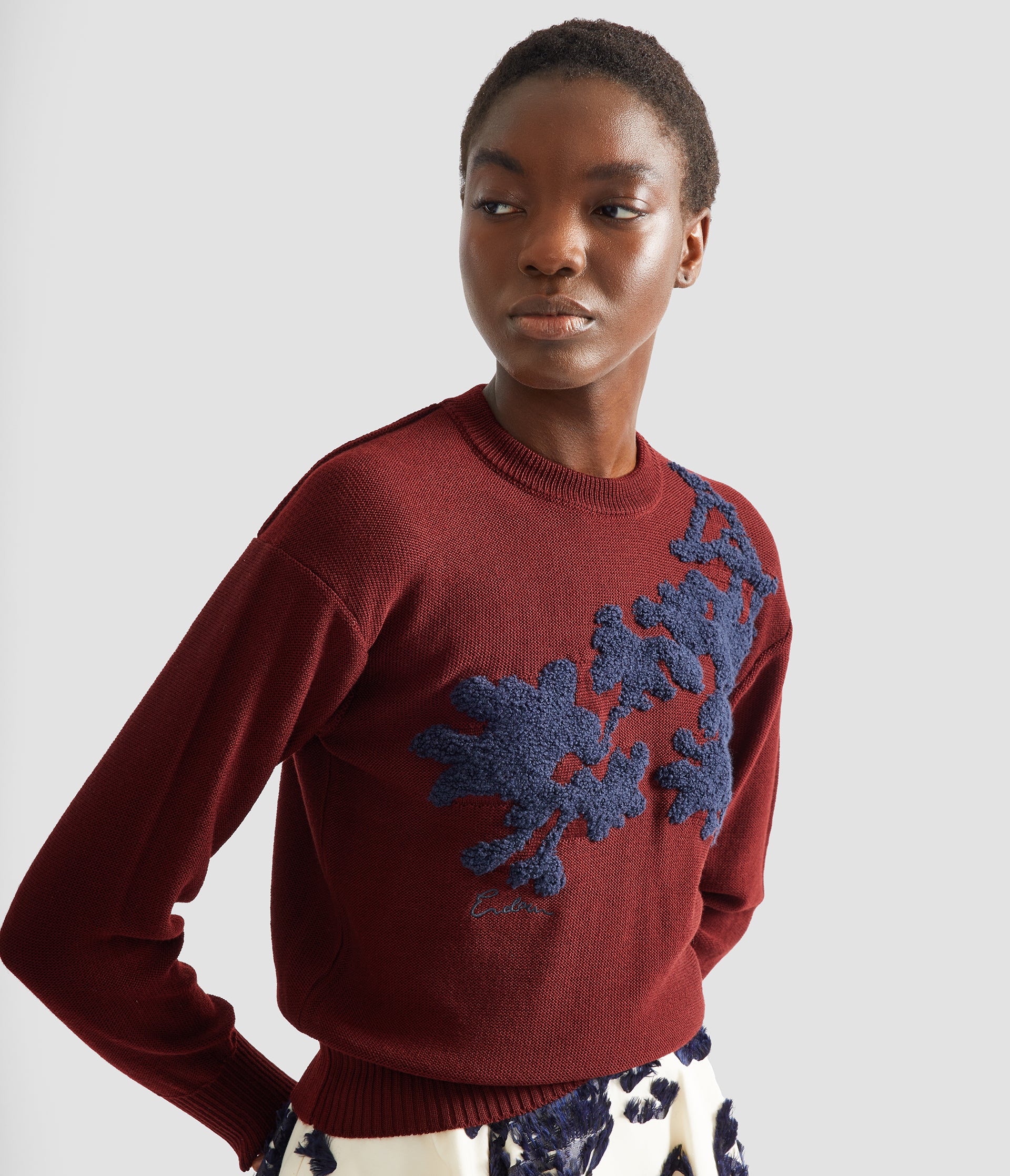 Fine Merino Wool Floral Jumper - Image 5