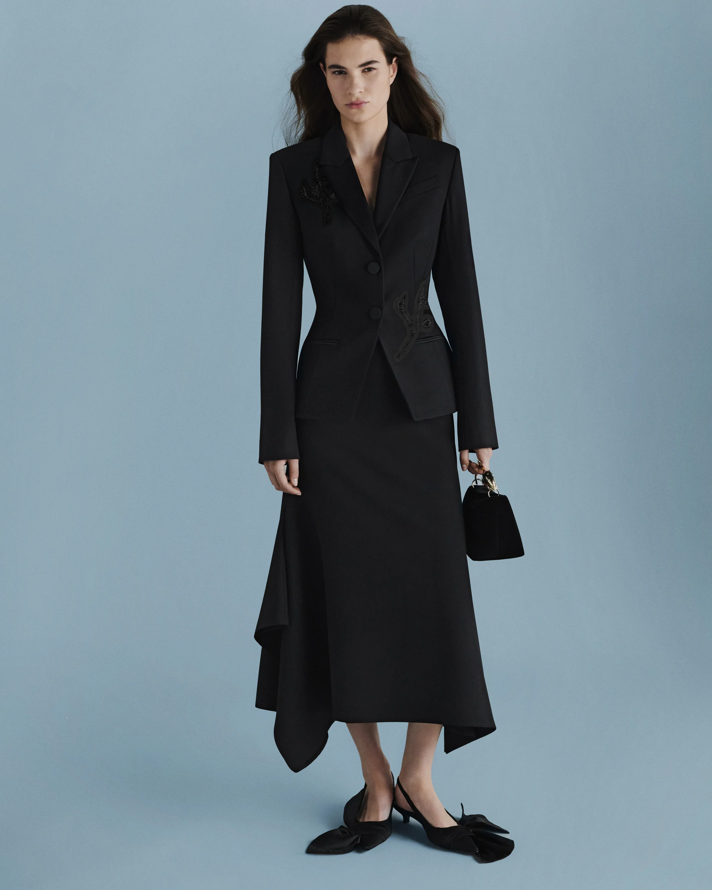 Embellished Grain De Poudre Fitted Blazer - Image 7