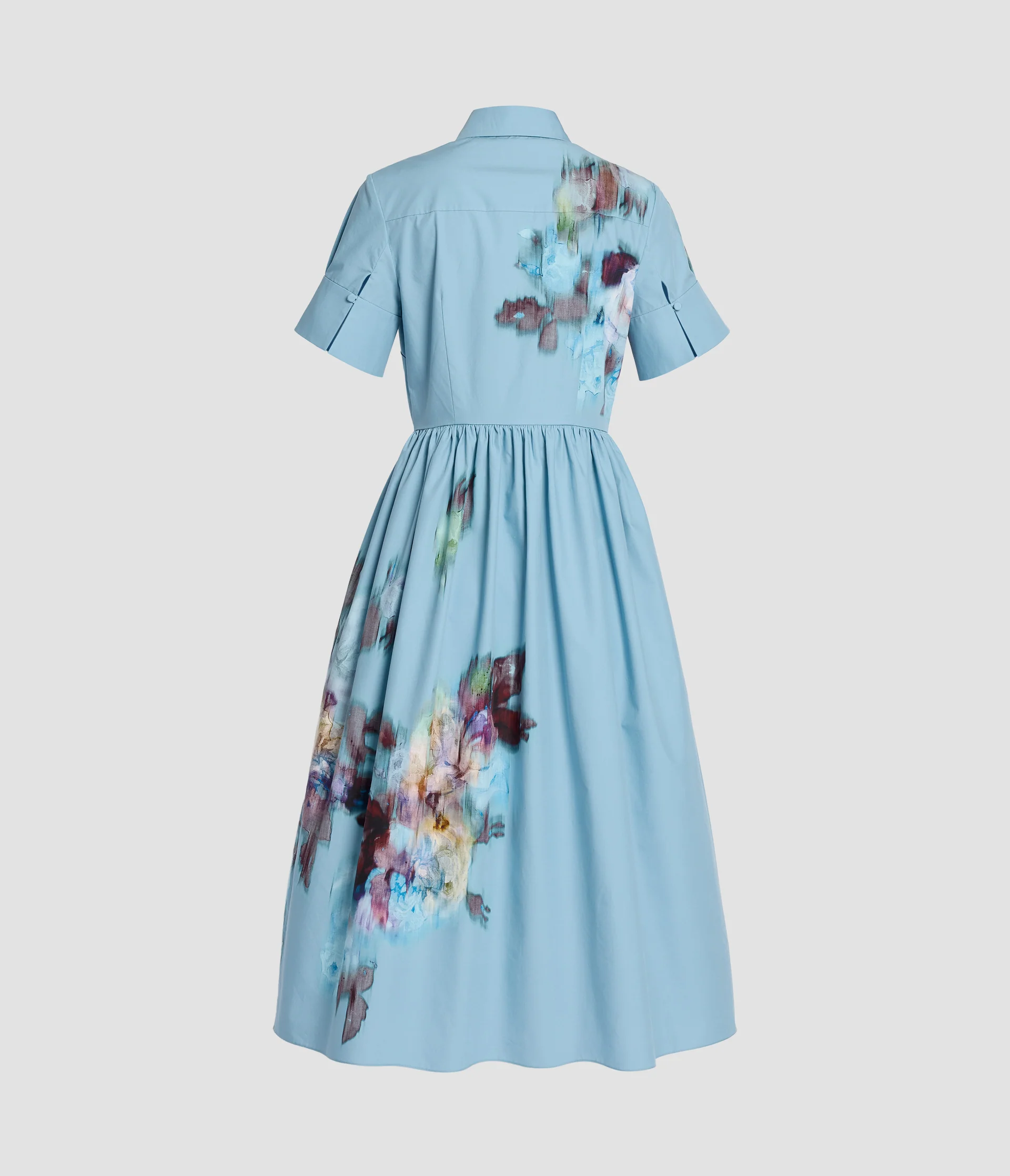 Floral Cotton Poplin Short Sleeve Midi Shirt Dress - Image 2