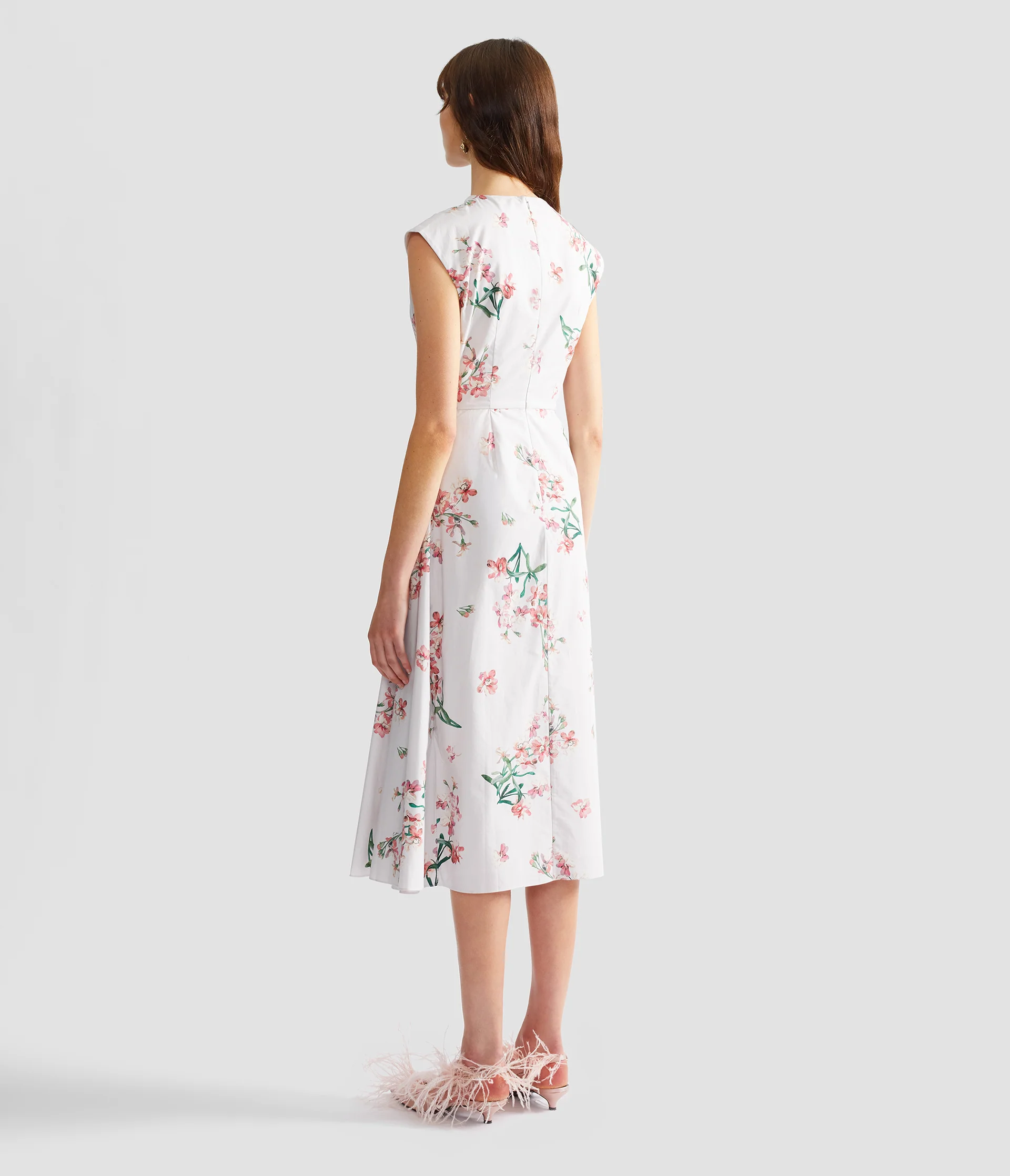 Floral Cotton Short Sleeve Midi Dress - Image 4