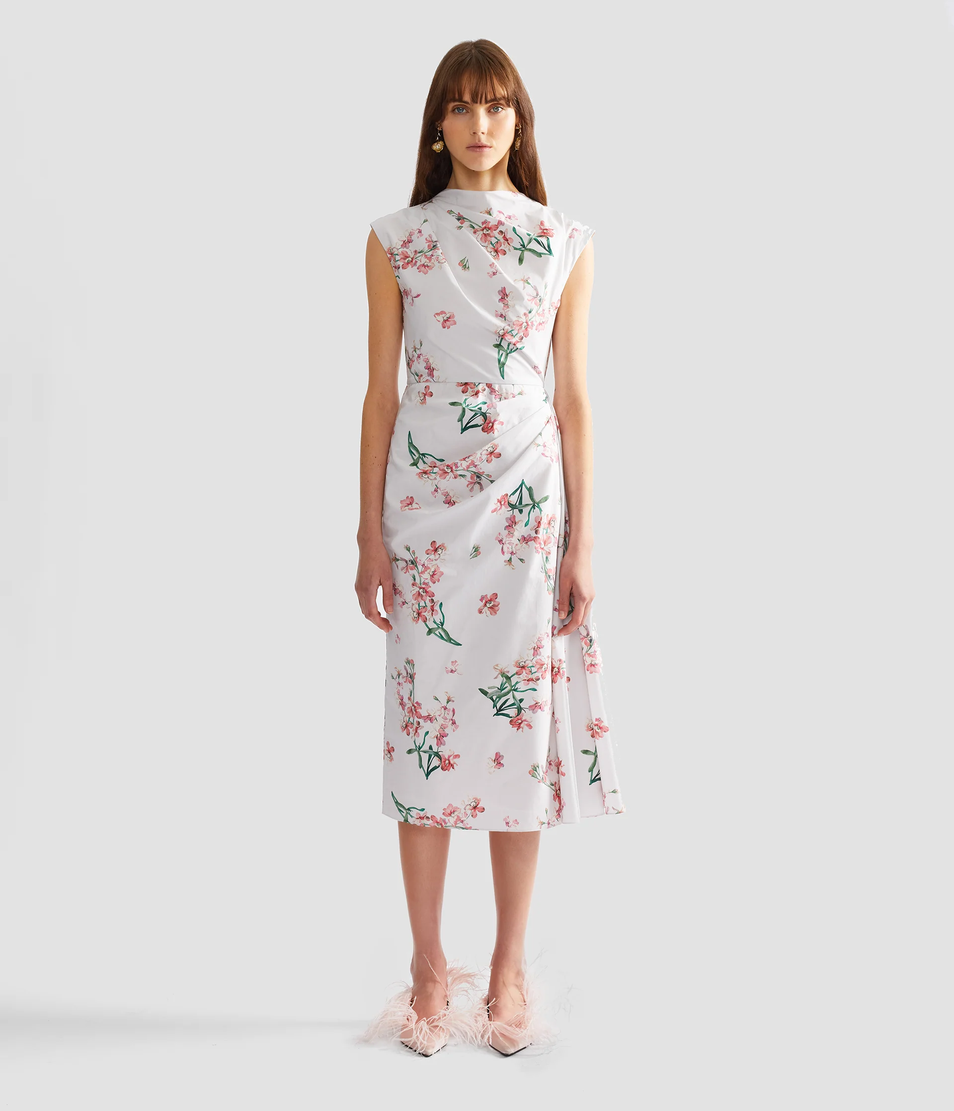 Floral Cotton Short Sleeve Midi Dress - Image 5
