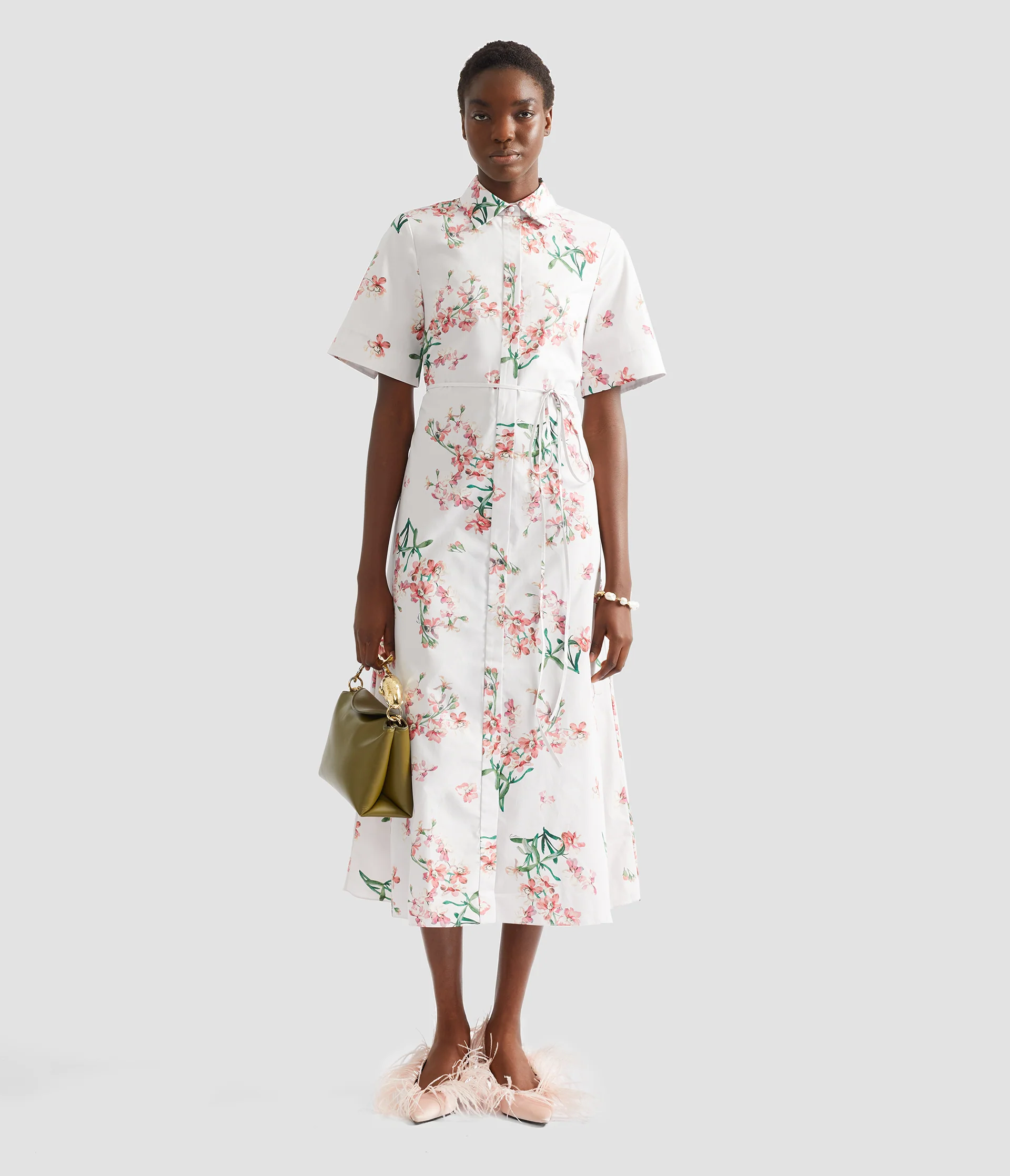 Floral Cotton Short Sleeve Midi Dress - Image 2