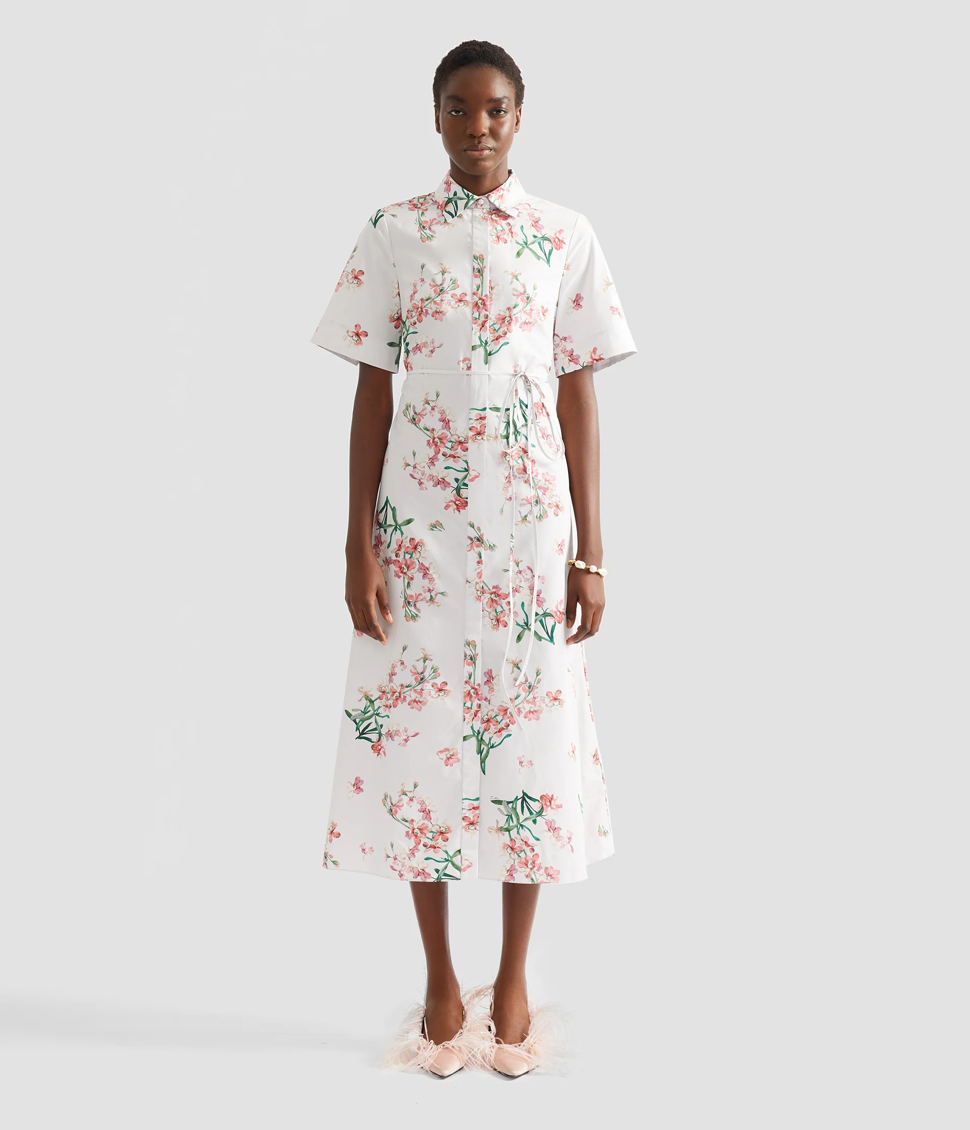 Floral Cotton Short Sleeve Midi Dress - Image 4