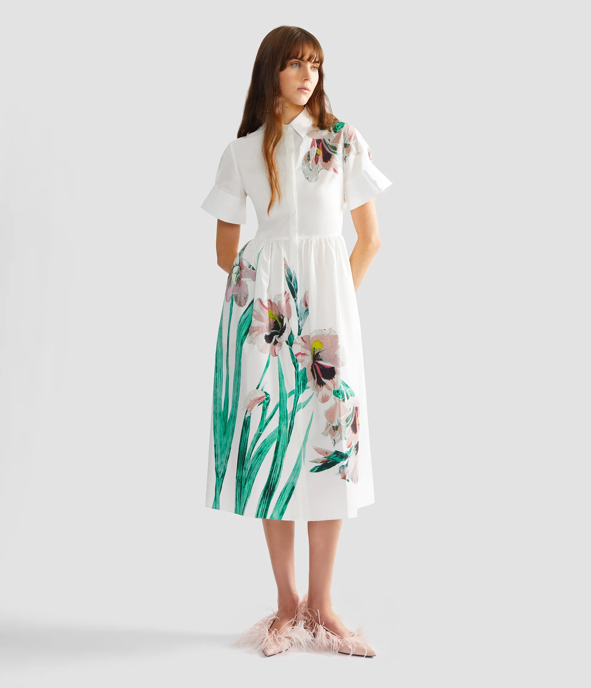 Floral Cotton Short Sleeve Midi Dress - Image 2