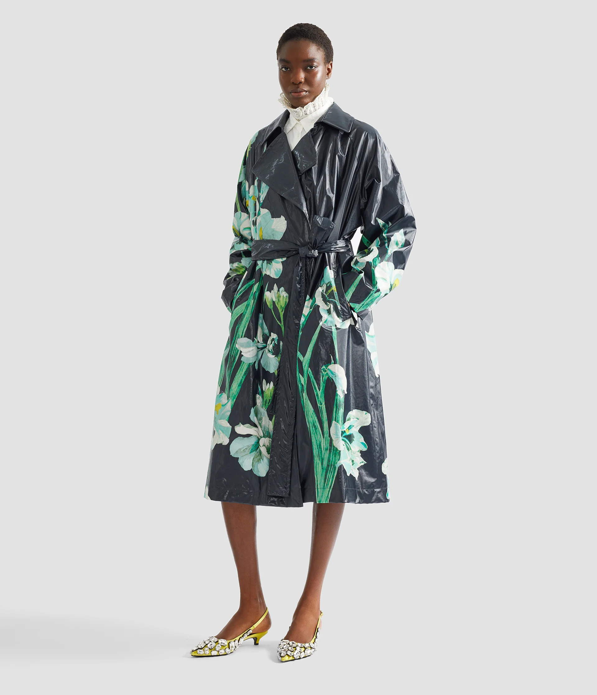 Floral Cotton Trench Coat - Image 2