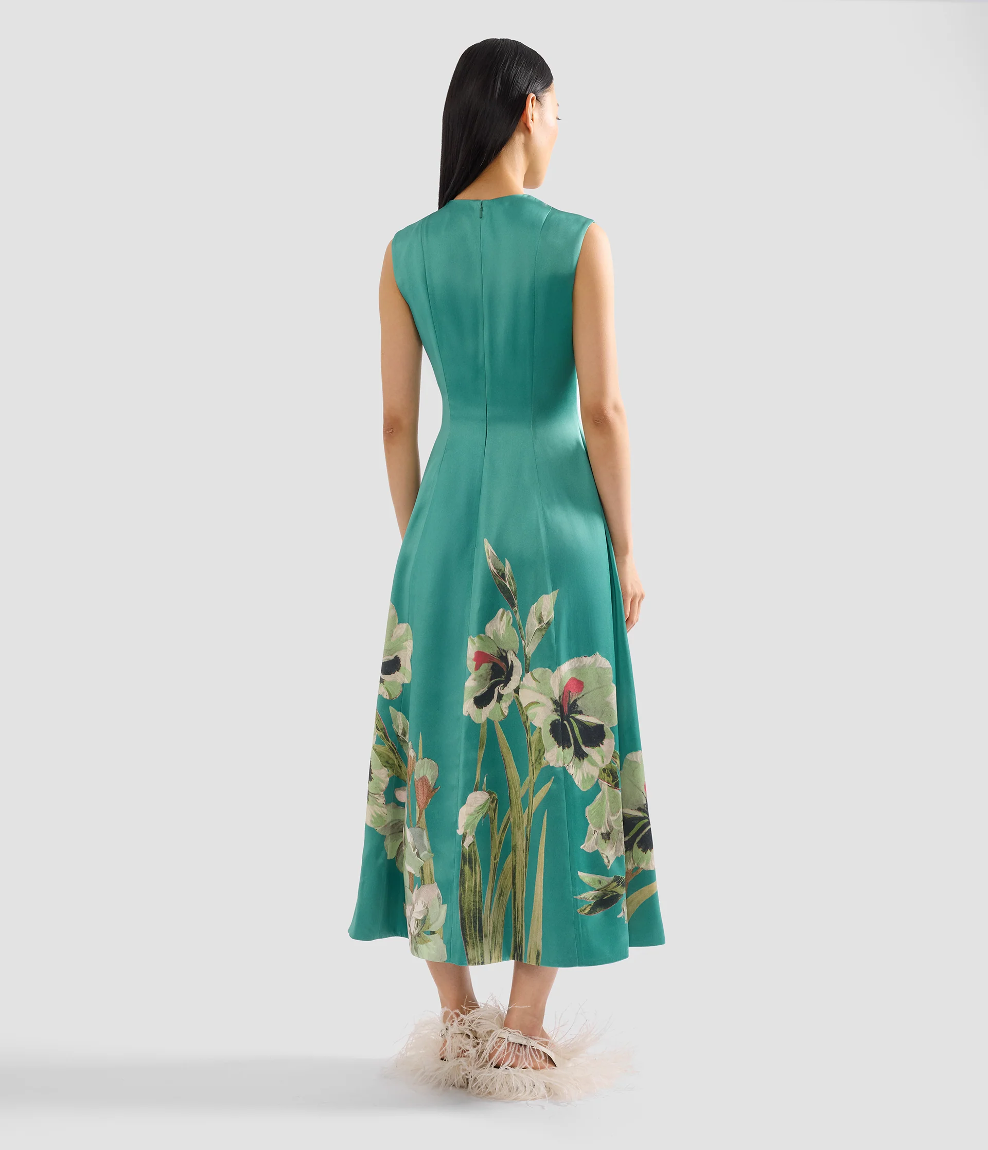 Floral Duchess Sleeveless Midi Dress - Image 3