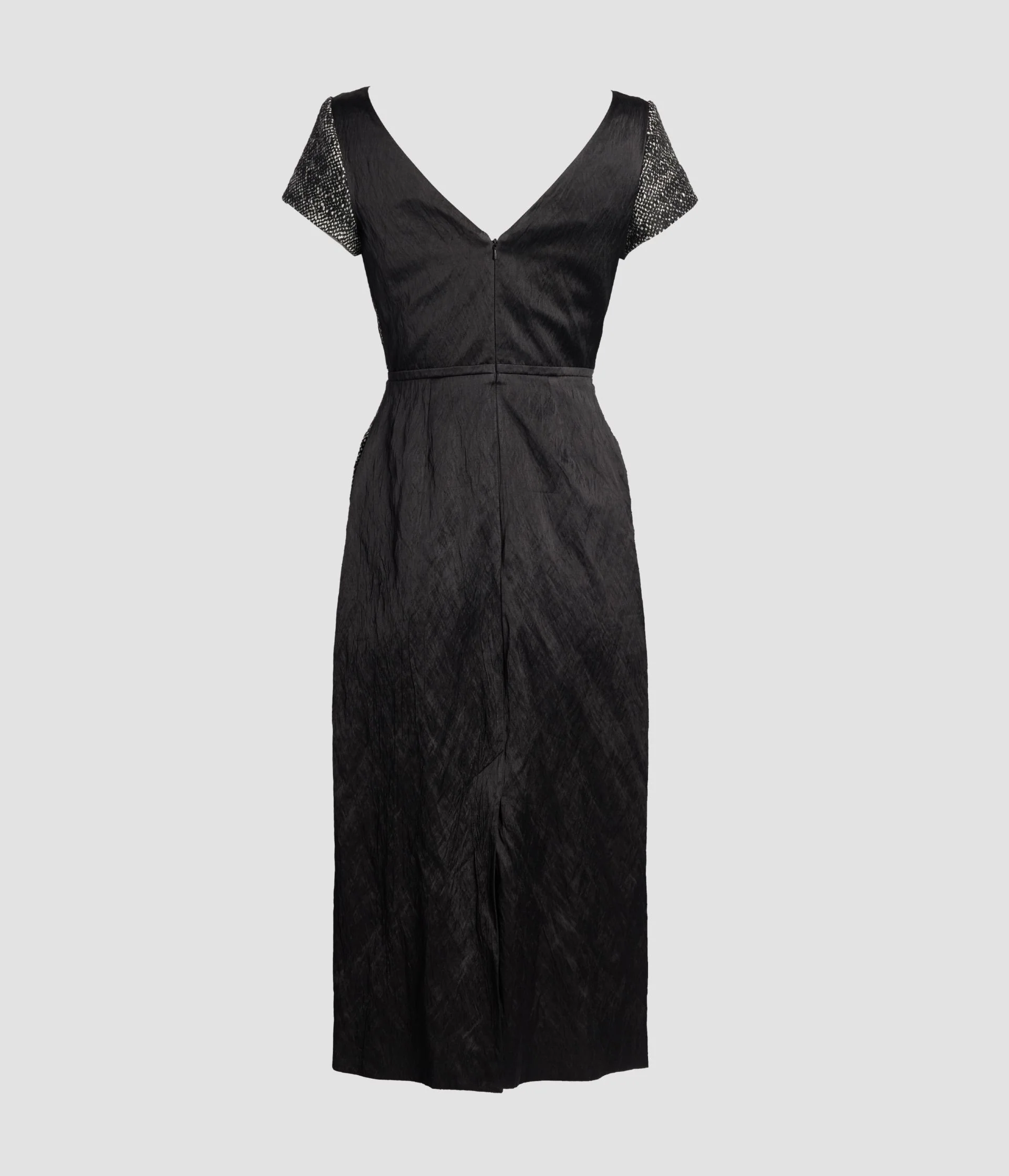 Floral Embroidered Wool Short Sleeve Midi Dress - Image 2