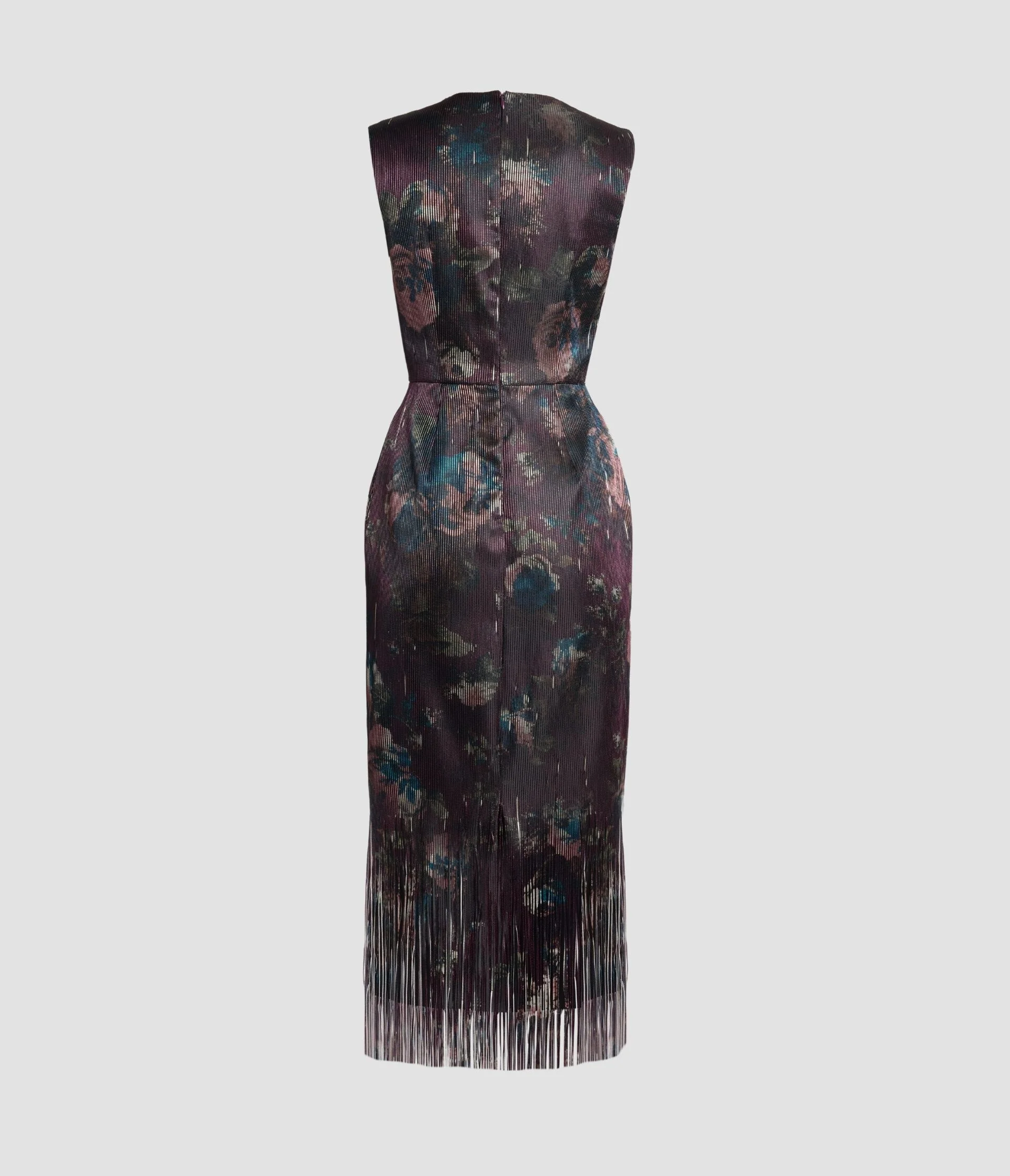 Floral Fringe Jacquard Sleeveless Midi Dress - Image 2