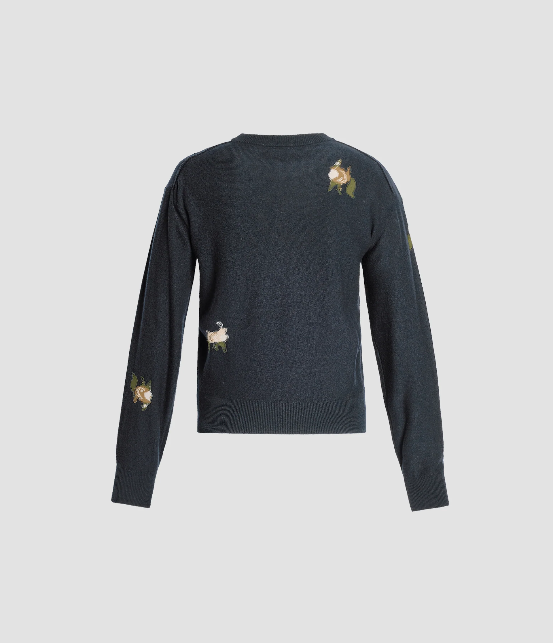 Floral Merino Intarsia Long Sleeve Knit Top - Image 3