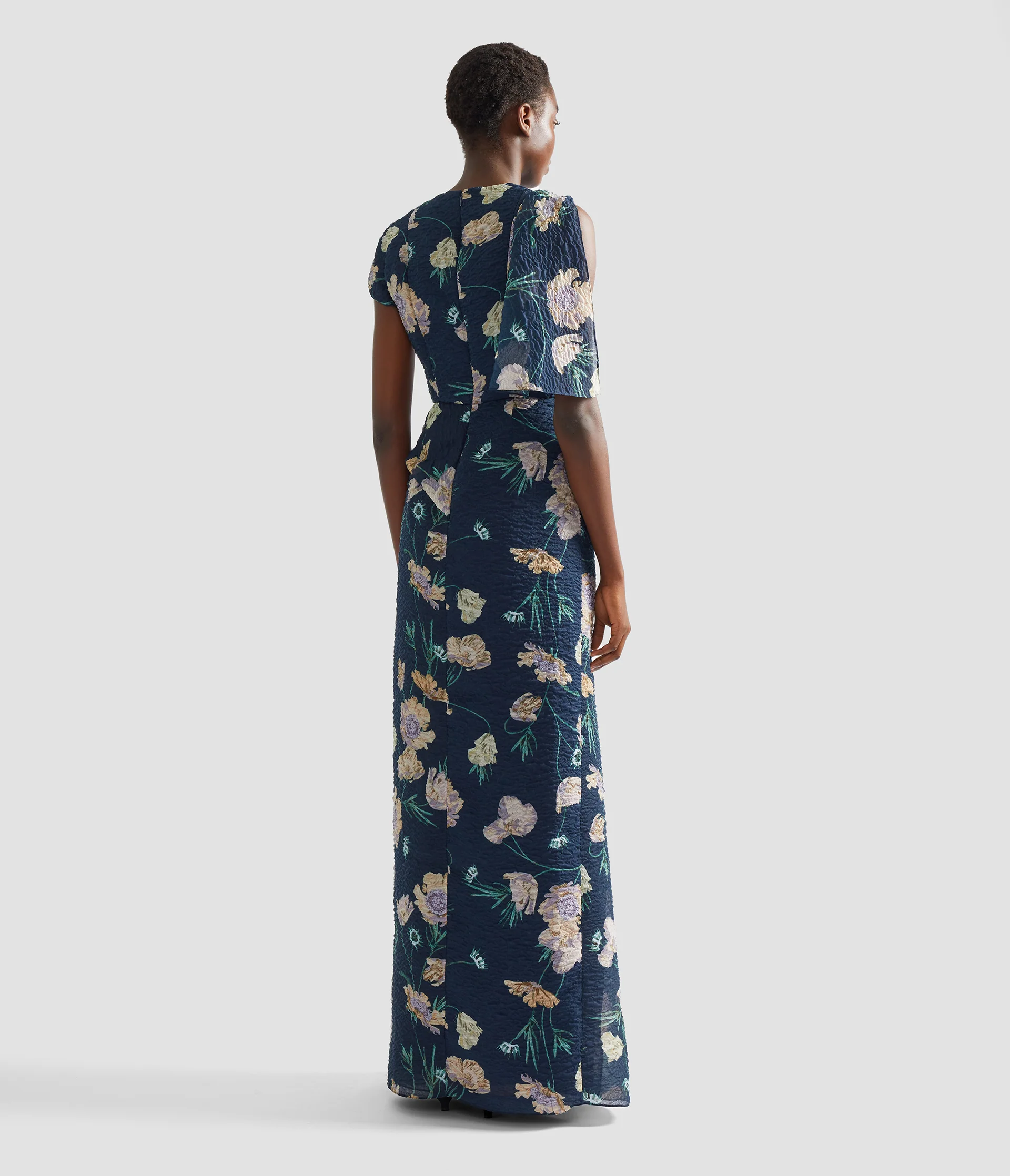 Floral Organza Cloque Asymmetric Gown - Image 3