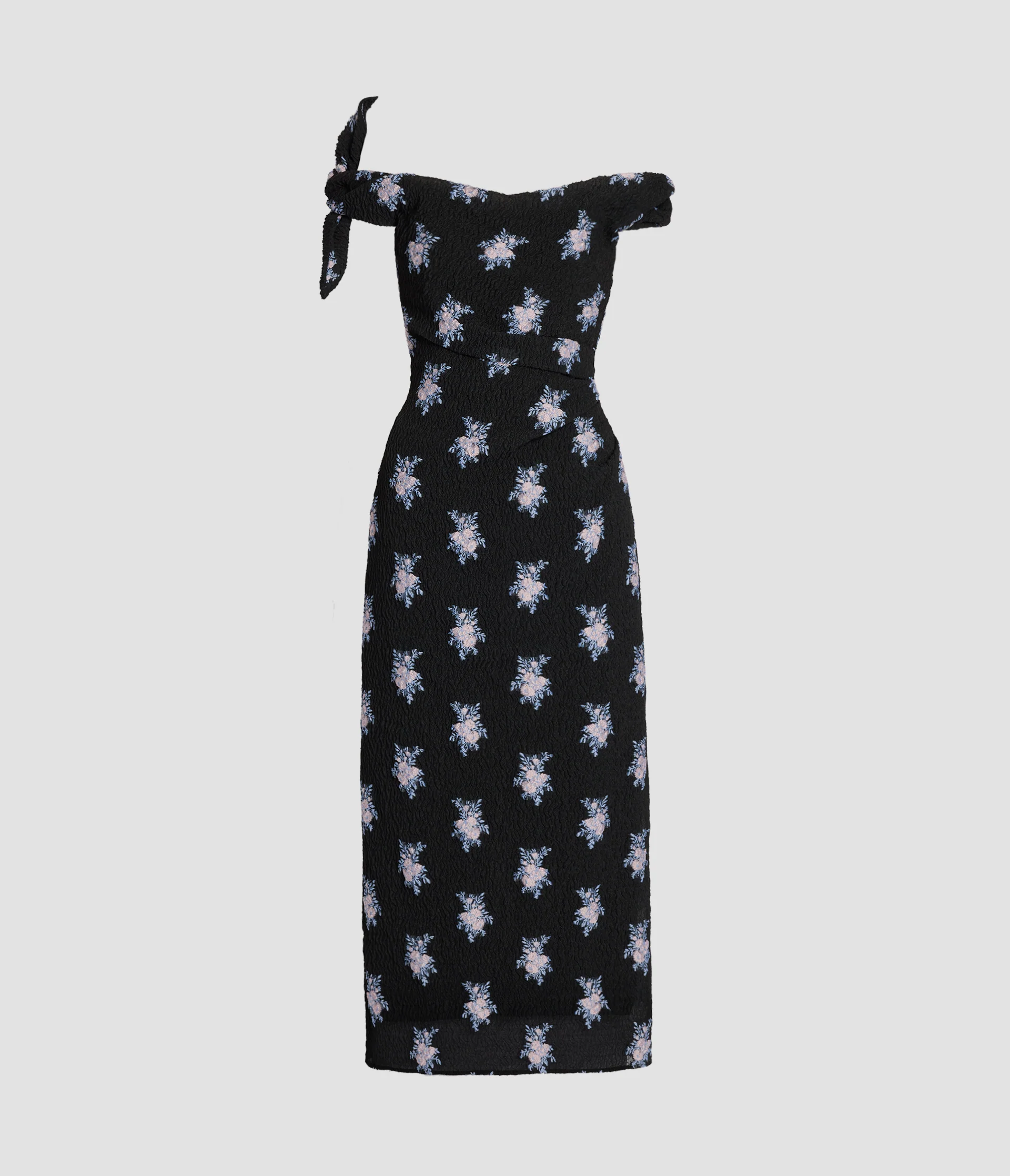 Floral Organza Fil Coupe Off-the-Shoulder Midi Dress