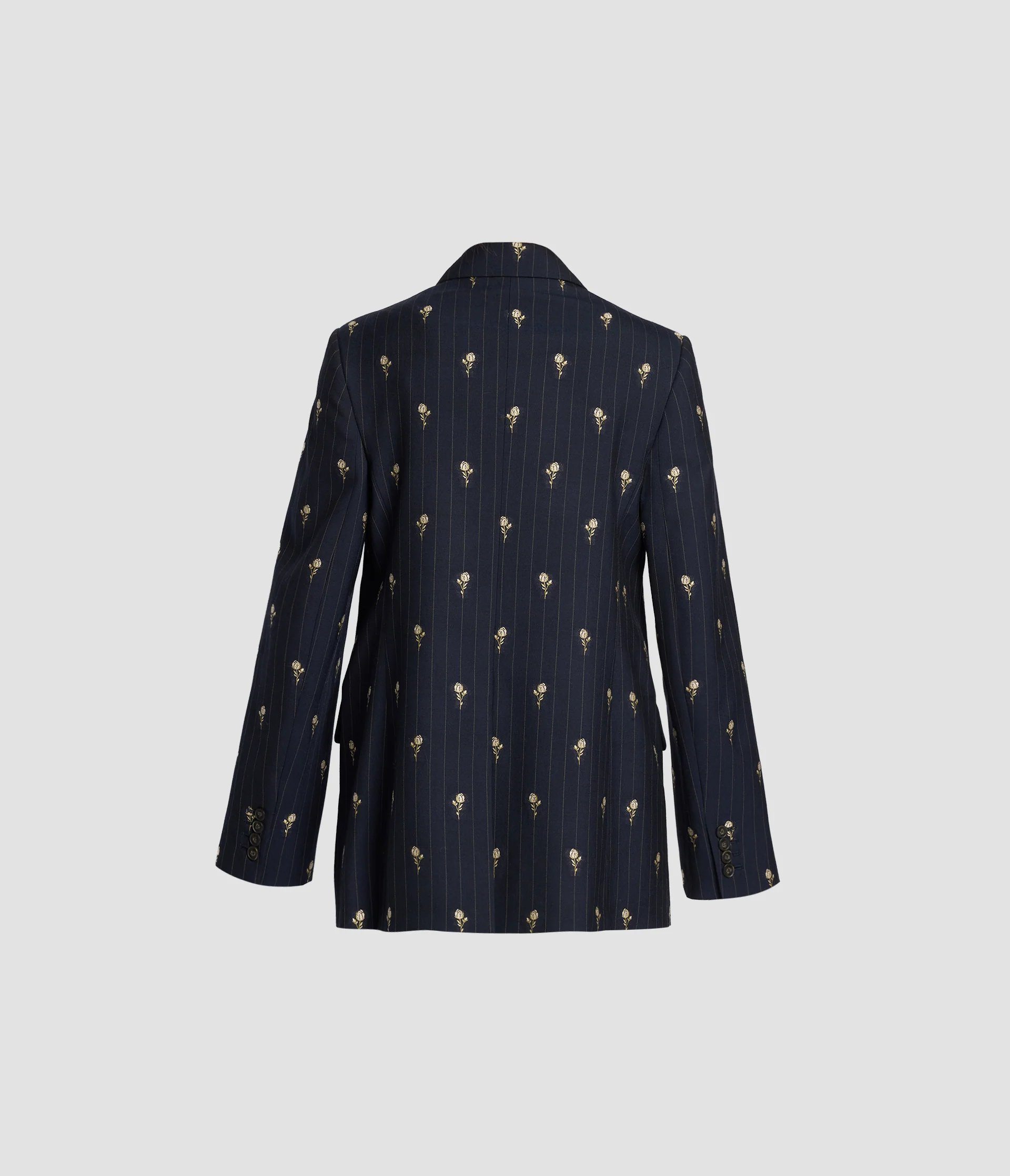 Floral Pinstripe Single Breasted Fitted Blazer - Image 3