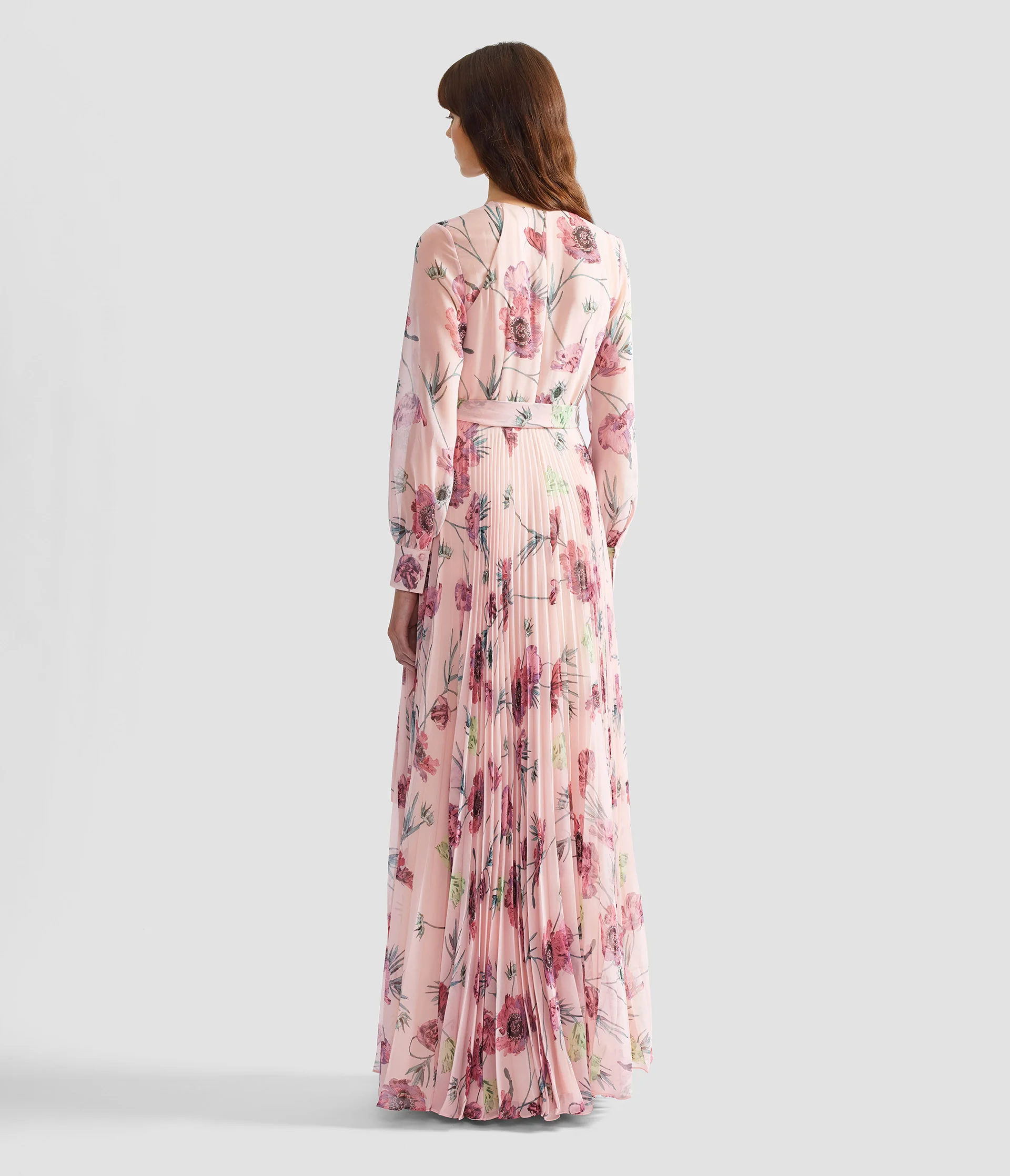 Floral Pleatable Voile Long Sleeve Gown - Image 3